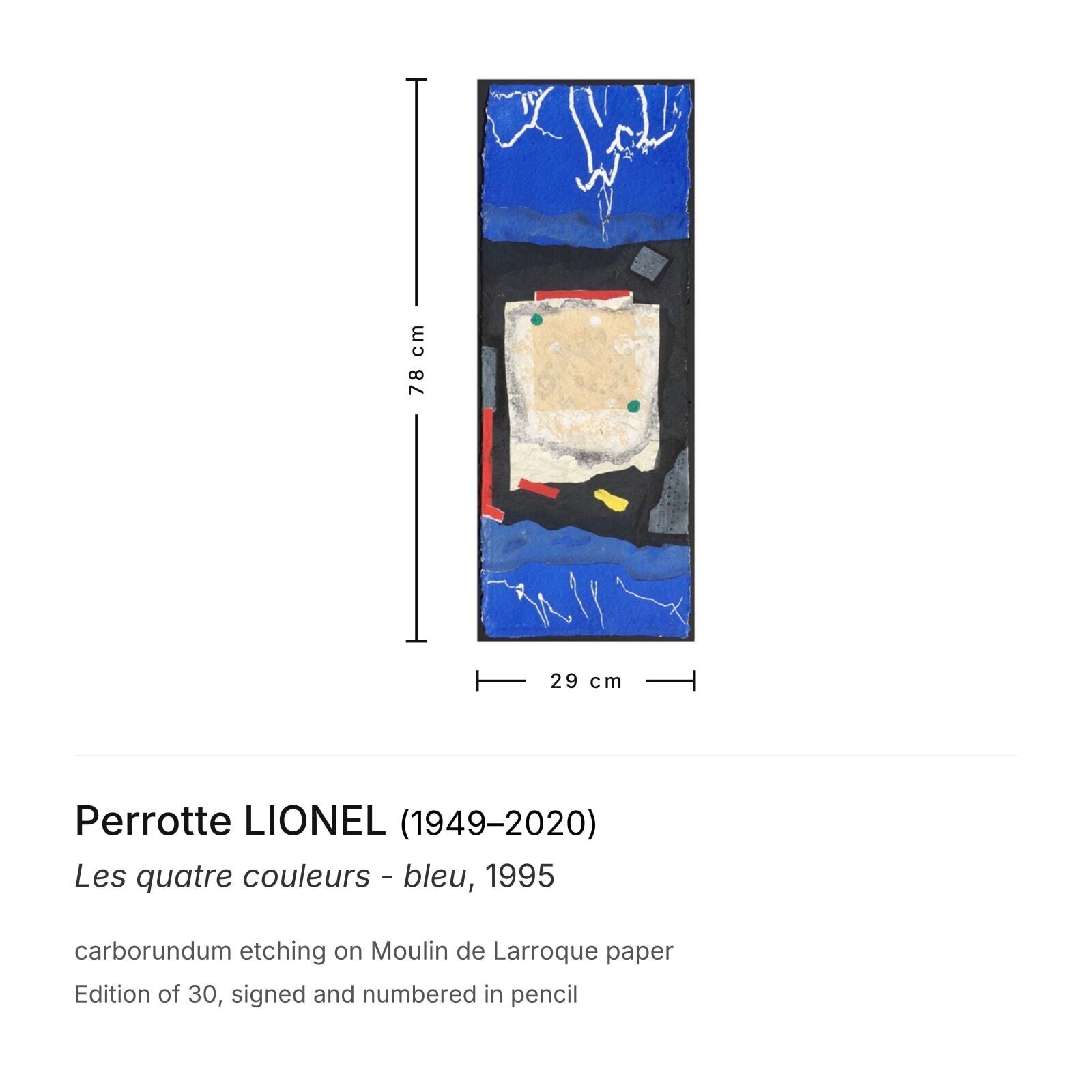 Perrotte Lionel Gesigneerde Carborundum Ets Les Quatre Couleurs Bleu 1995 photo furniture