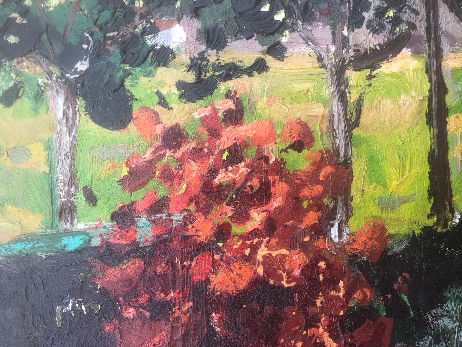 Jordi Pagans Montsalvatje Mediterranean Church Landscape With Vineyard Catalan Village Oil Painting Sitges 1972 photo for sale