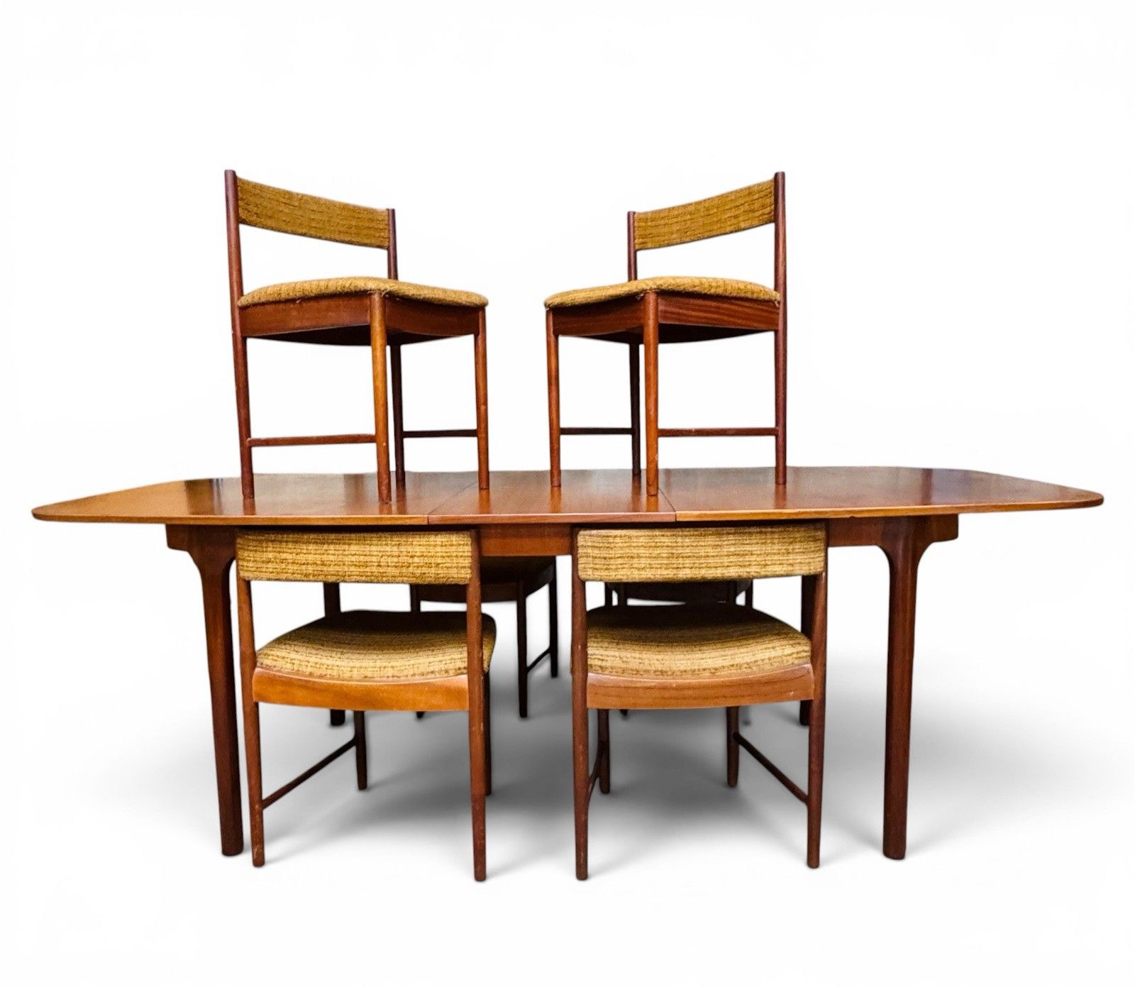 photo vintage McIntosh Teak Oval Dining Table And Matching Six Dining Chairs Space Saver Rare