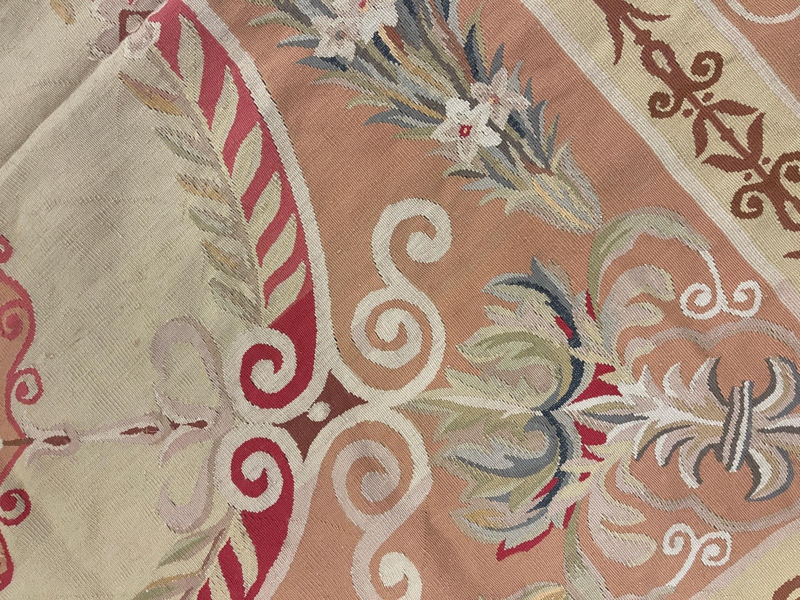 Exceptional Rug Handmade Aubusson Rug French Carpet Vintage Rust Beige Wool Rugs photo Textiles