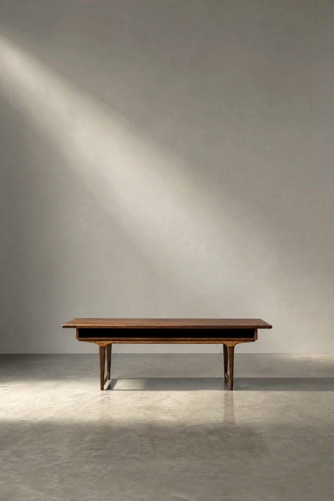 Mid-Century Modern Deense rozenhout salontafel met schap, jaren 1960 photo for sale