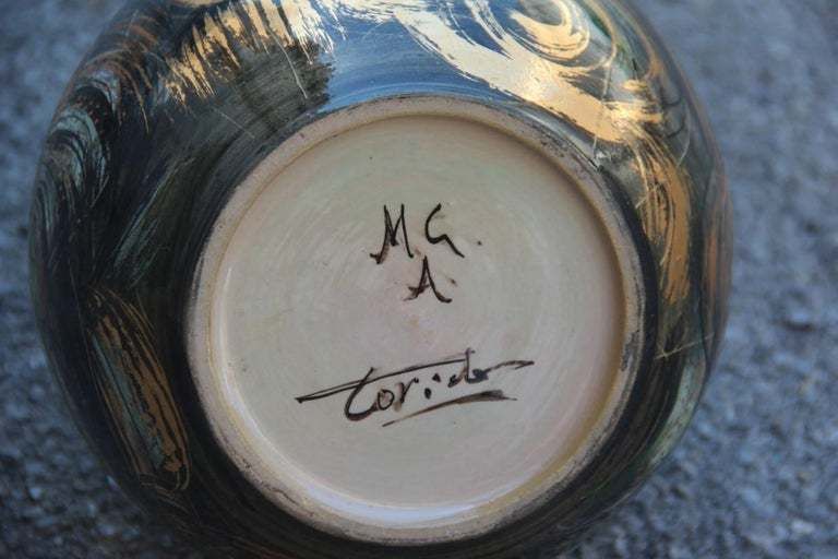 photo for sale Vase Art Pottery Torido Mazzotti Albisola 1950s Gold Green Orange Futurist
