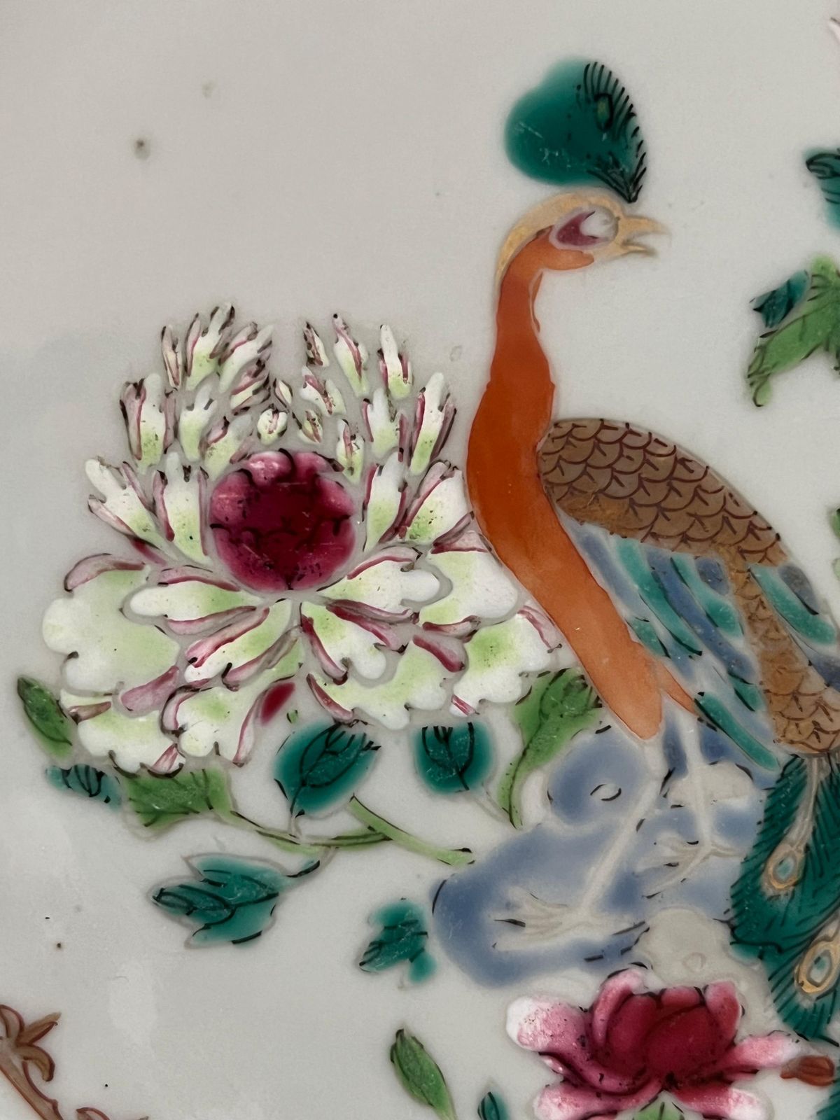 Hand Painted Chinese Porcelain Plate With Peacocks, Qing Yongzheng, Circa 1730 photo 480.0