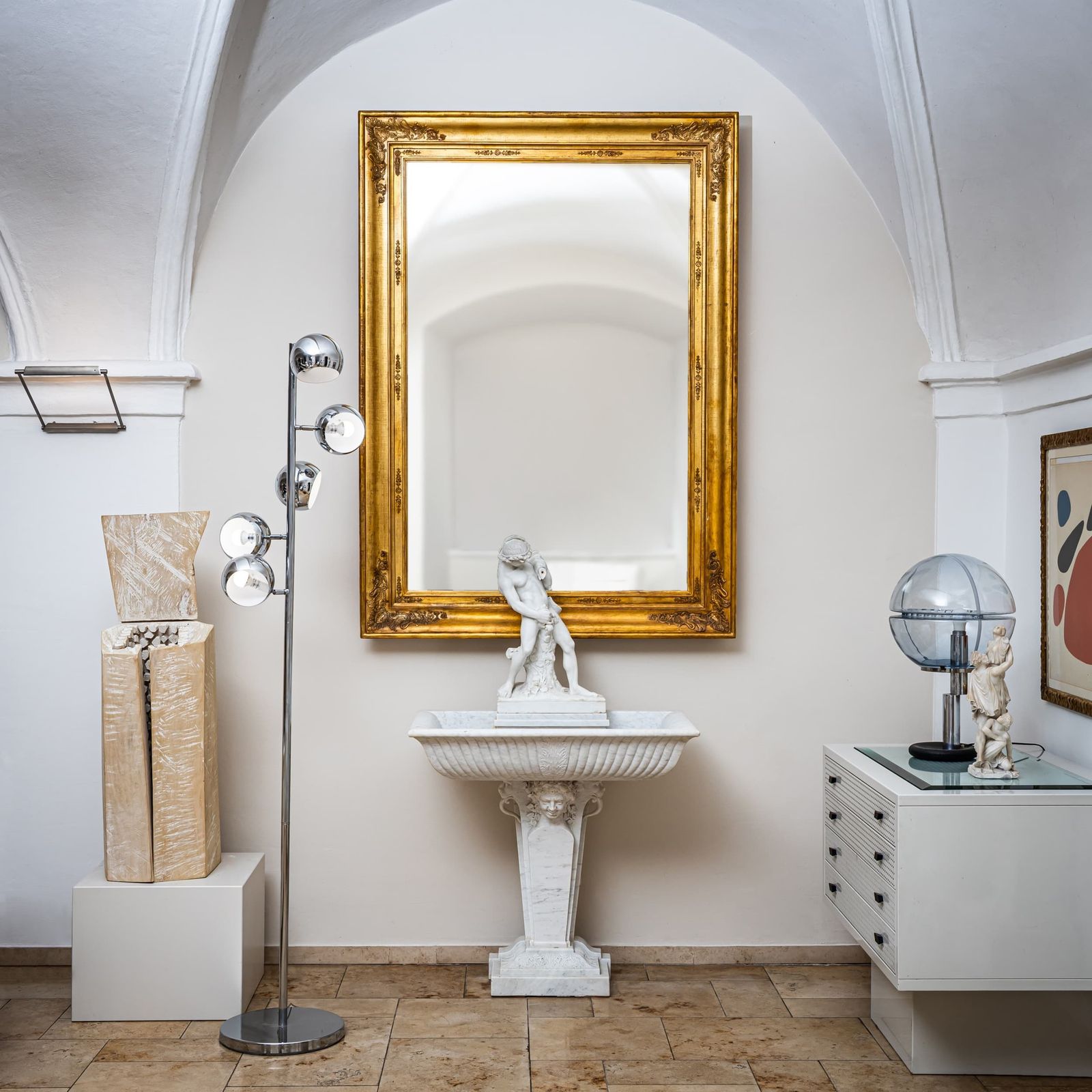Grote vergulde Empire wandspiegel, begin 19e eeuw photo furniture