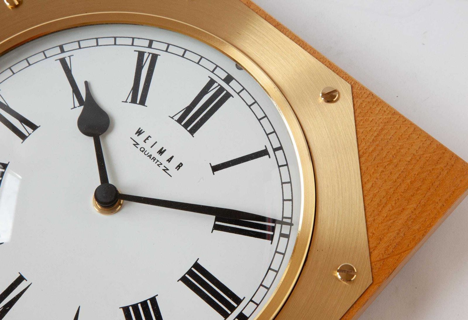 Nos Weimar Wall Clock Eastern Germany Mid Century Modernism Danish 1970s Brass Maritime Gdr photo vinterior