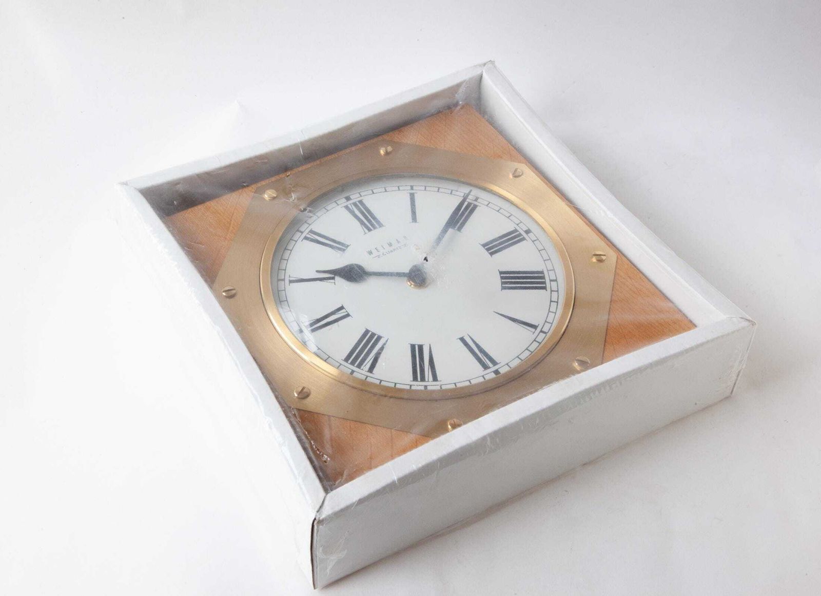 Woonaccessoires Nos Weimar Wandklok Oost-Duitsland Mid-Century Modernisme Deens jaren 1970 Messing Maritiem Gdr photo