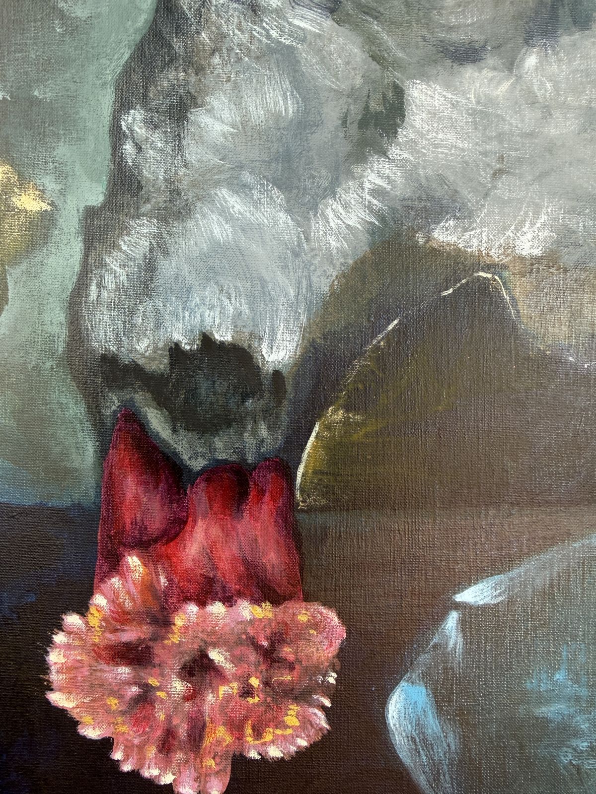 Modest Cuixart I Tàpies – Surrealistisch vrouwenportret met bloemen- en maansymboliek, Spaanse moderne kunst 1978 photo Kunst