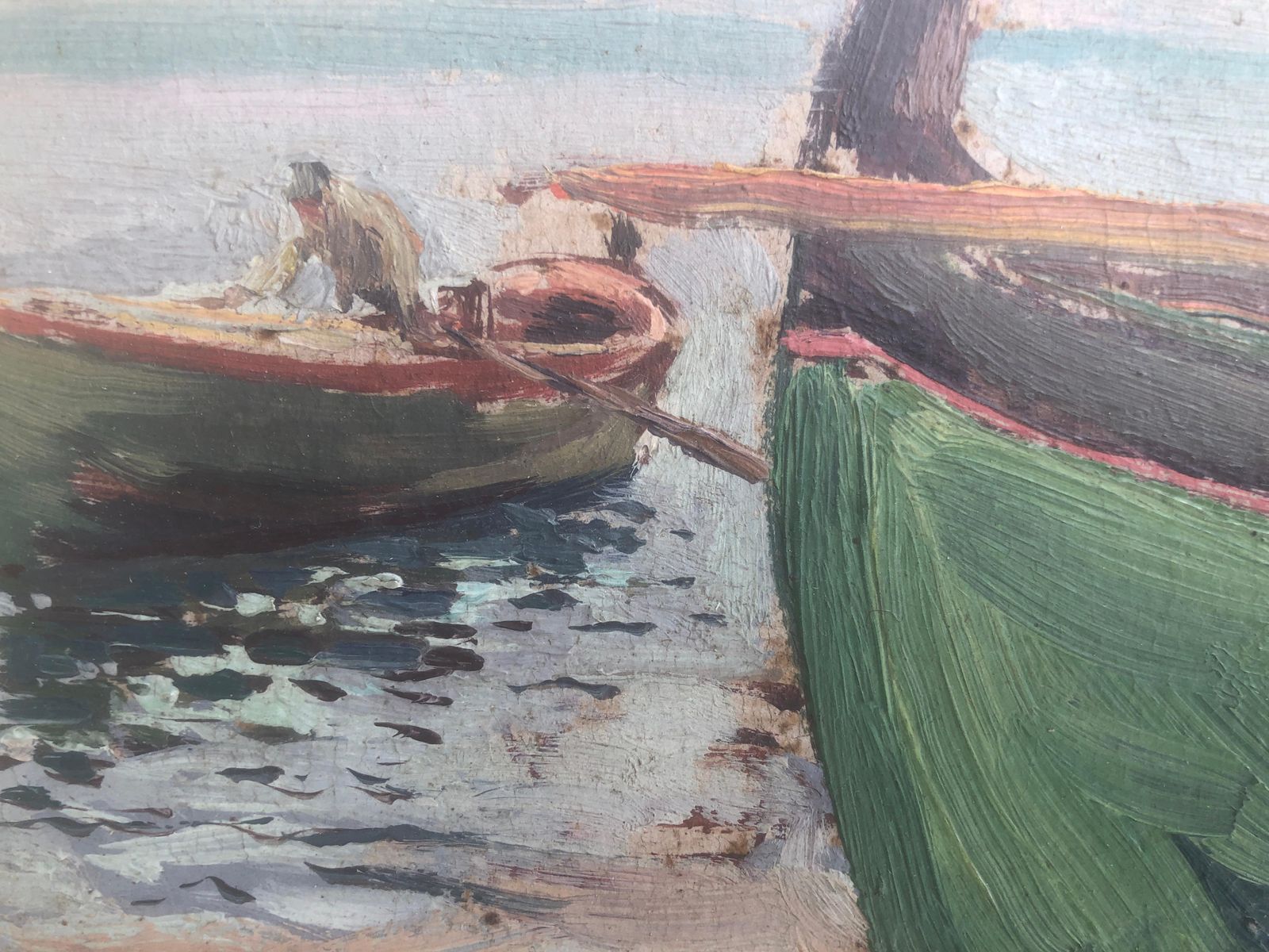 Joaquin Terruella Matilla Mediterranean Fishing Boats Coastal Seascape Impressionist Harbor Marine Oil C.1920 photo 500.0