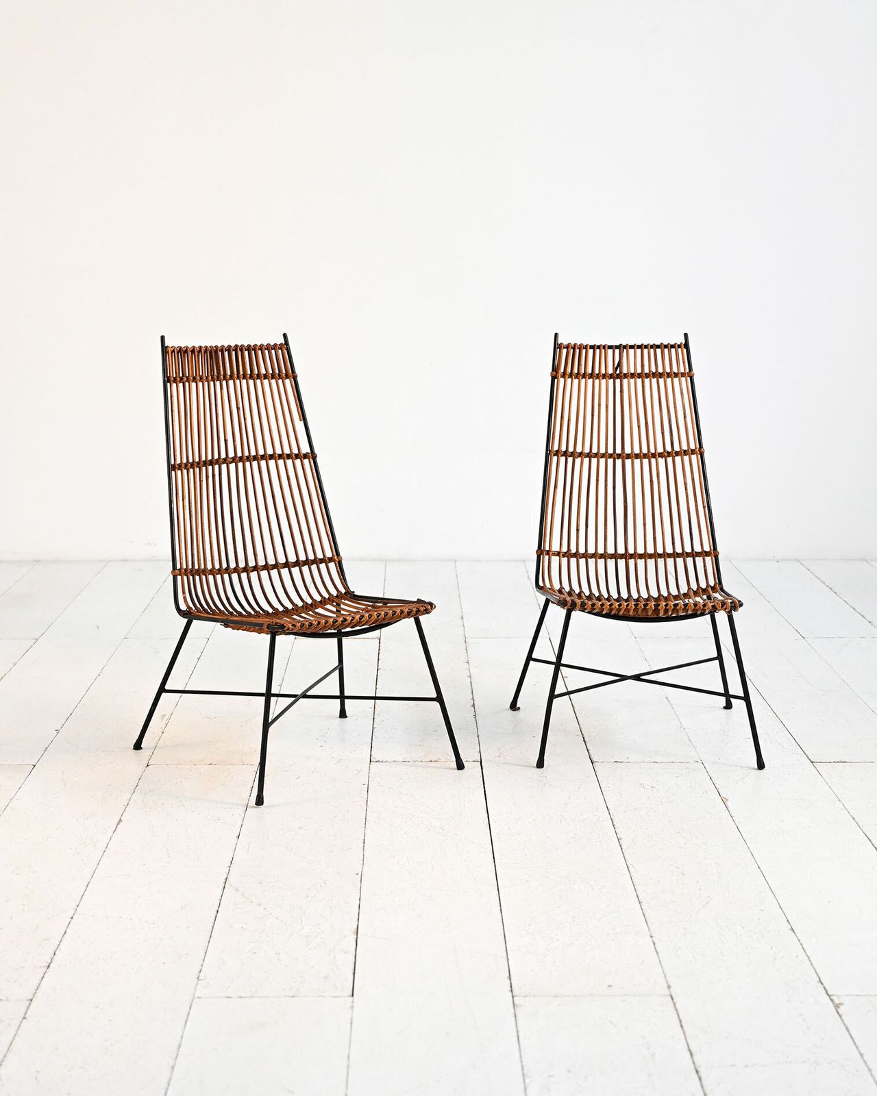 Pair Of Rattan And Metal Chairs, 1960s photo furniture