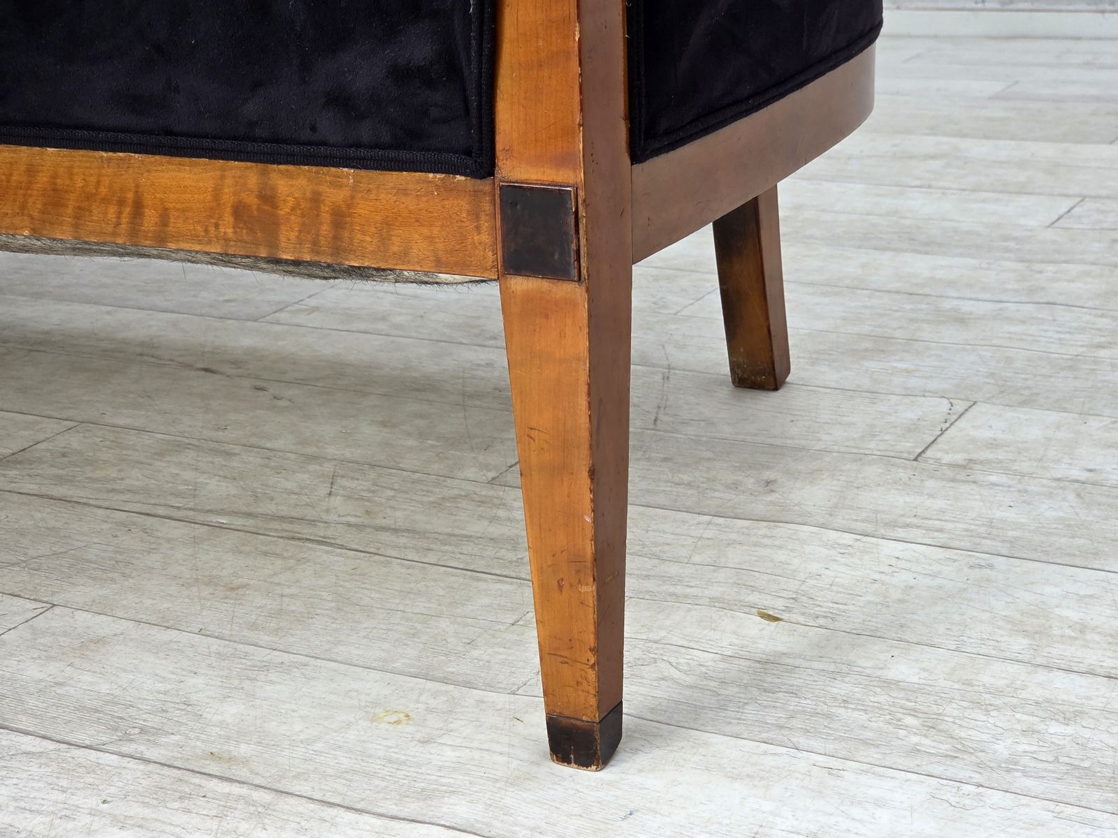 1950s, Danish Art Deco 2 Seater Sofa, Ash Wood, Furniture Velour. photo 1770.0