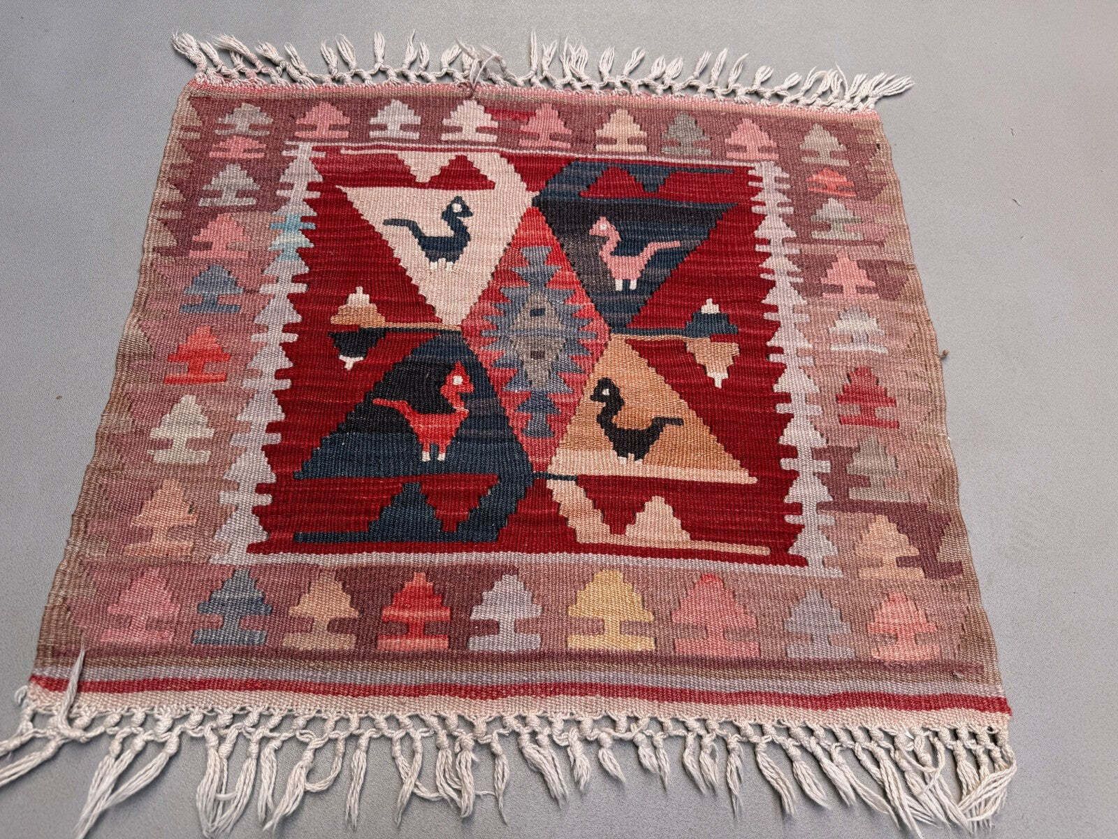 Vintage Turkish Mini Kilim 65x70 Cm Wool Small Kelim Runner, Shabby Chic 2567 photo furniture
