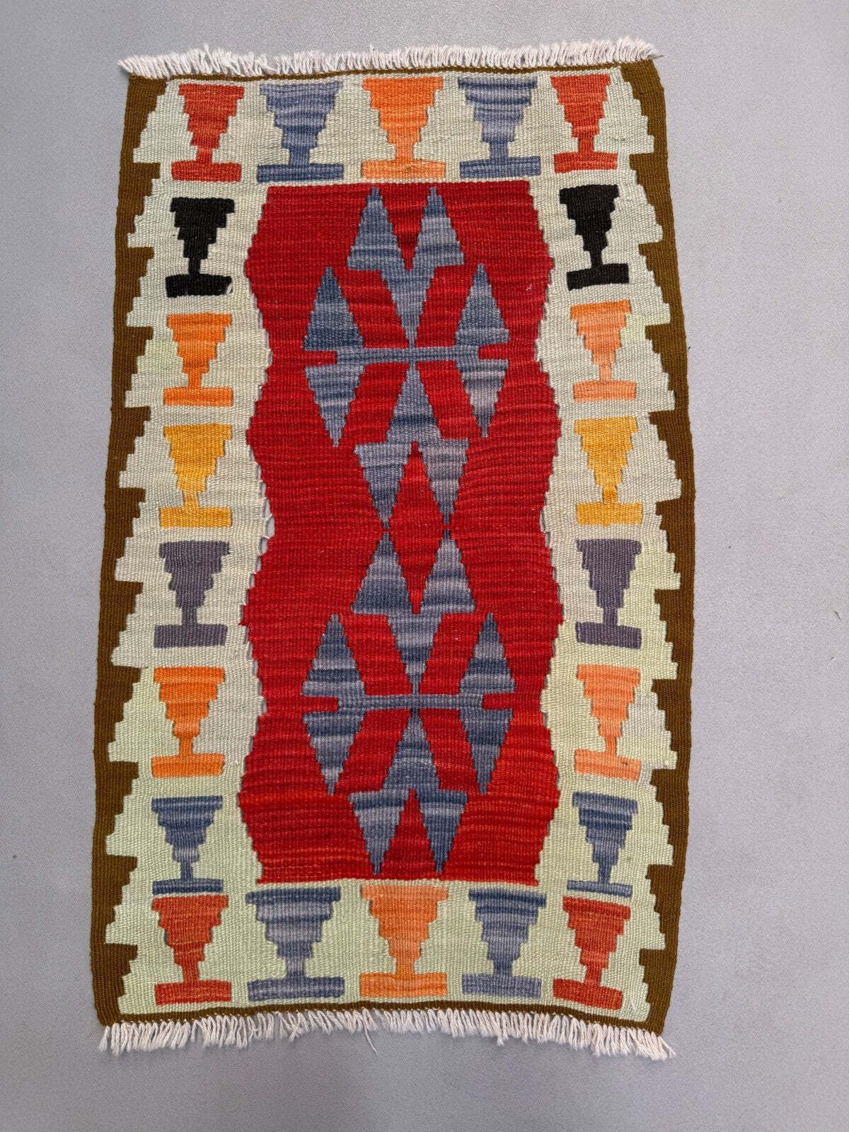 Vintage Turkish Mini Kilim 60x102 Cm Wool Small Kelim Runner, Shabby Chic 2566