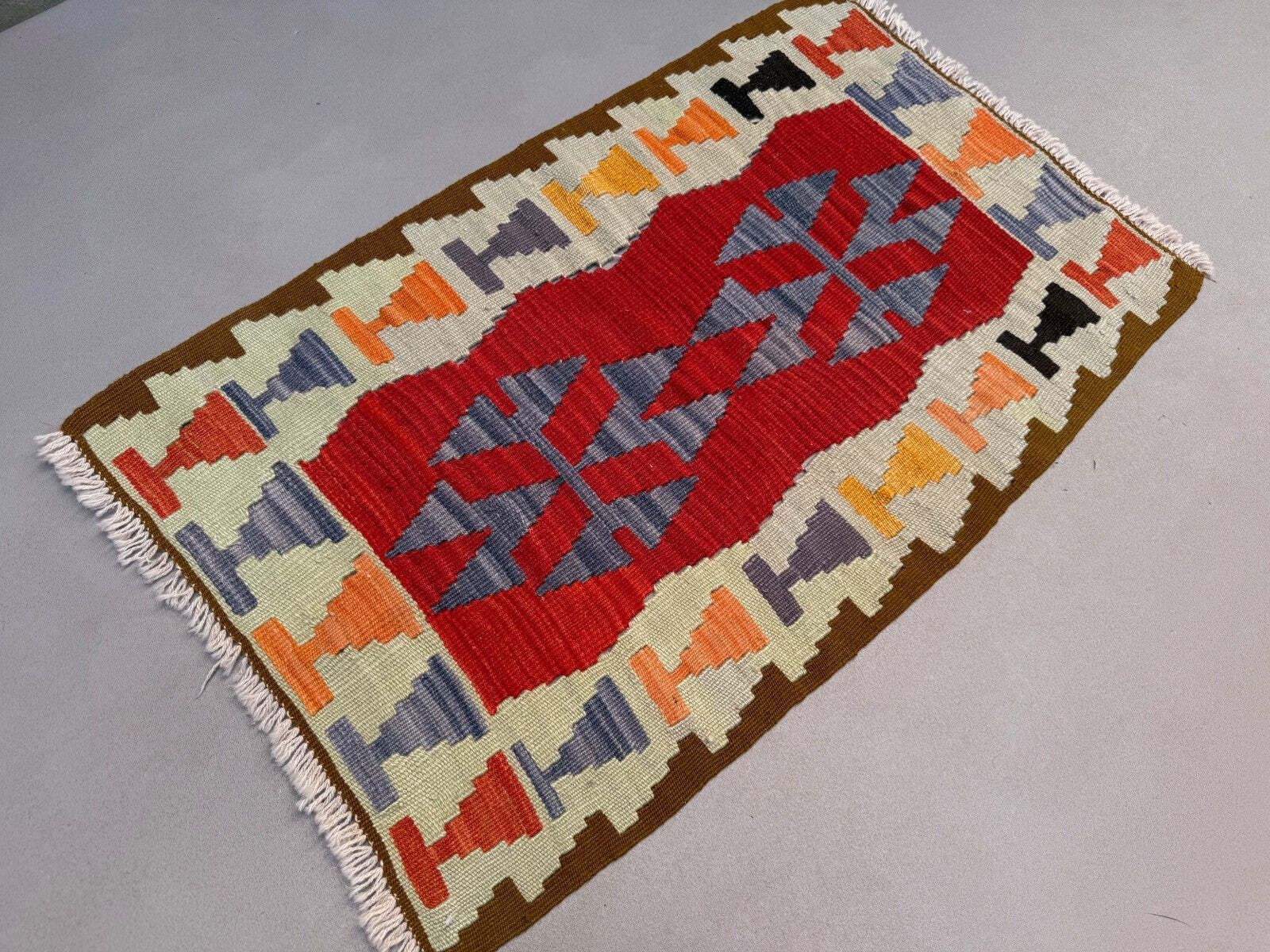 Vintage Turkse Mini Kilim 60x102 Cm Wol Klein Kelim Loper, Shabby Chic 2566 photo furniture