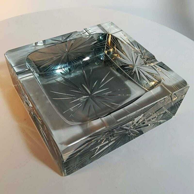 Grand cendrier carré rare en verre de Murano par Mandruzzato, années 1970. 14 cm / 5,51 pouces photo vinterior