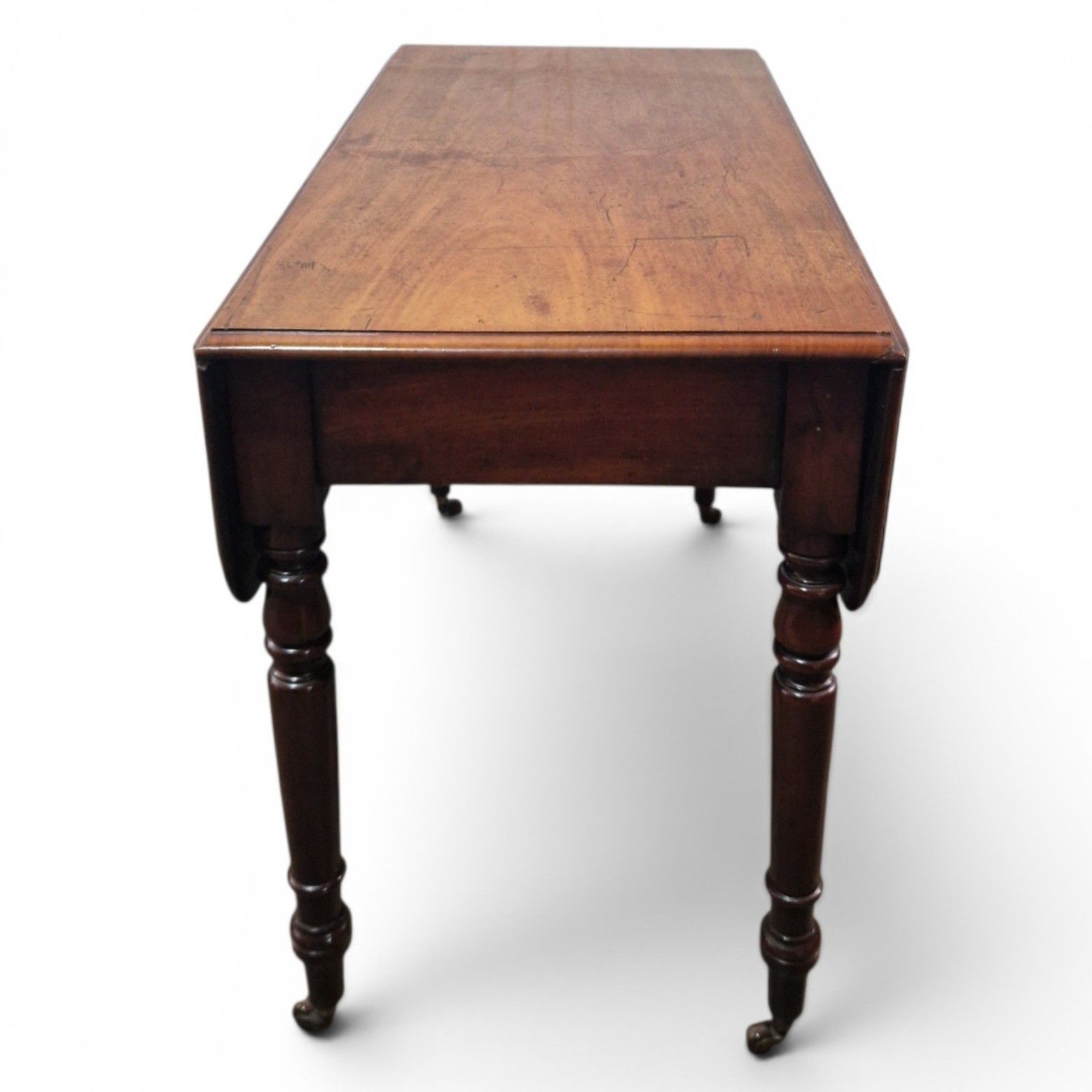 Antique Victorian Mahogany Pembroke Table Drop Leaf Dining Side Table Castors photo vintage