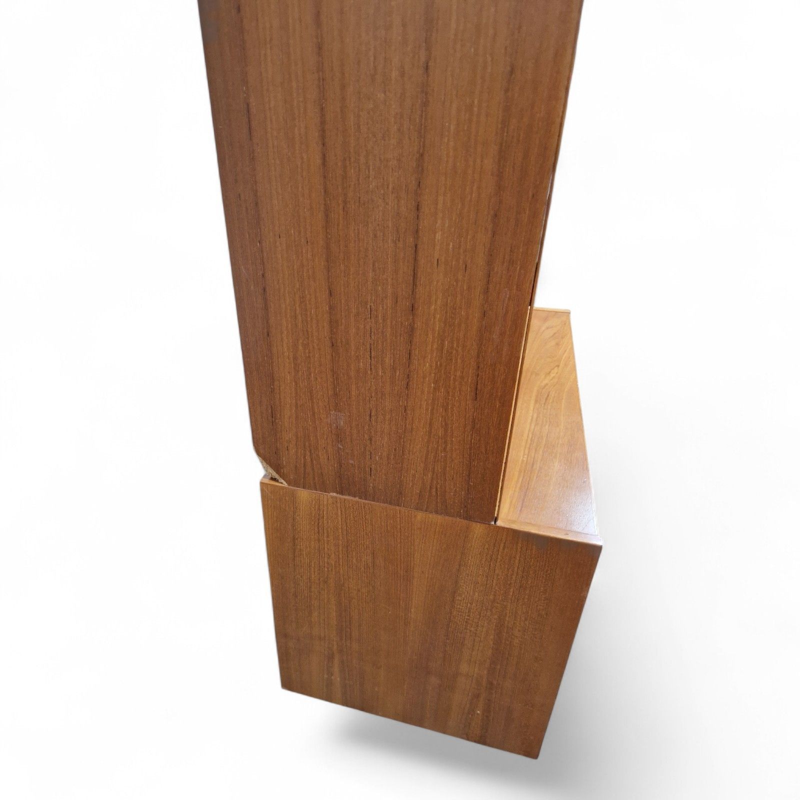 photo vinterior Vintage Teak Bookcase Cabinet Sliding Door Cupboard Mid Century Display Shelving