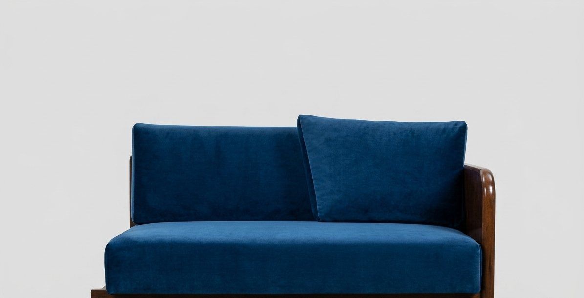 Oostenrijkse art deco sofa in donkerblauw fluweel, jaren 1930 photo for sale