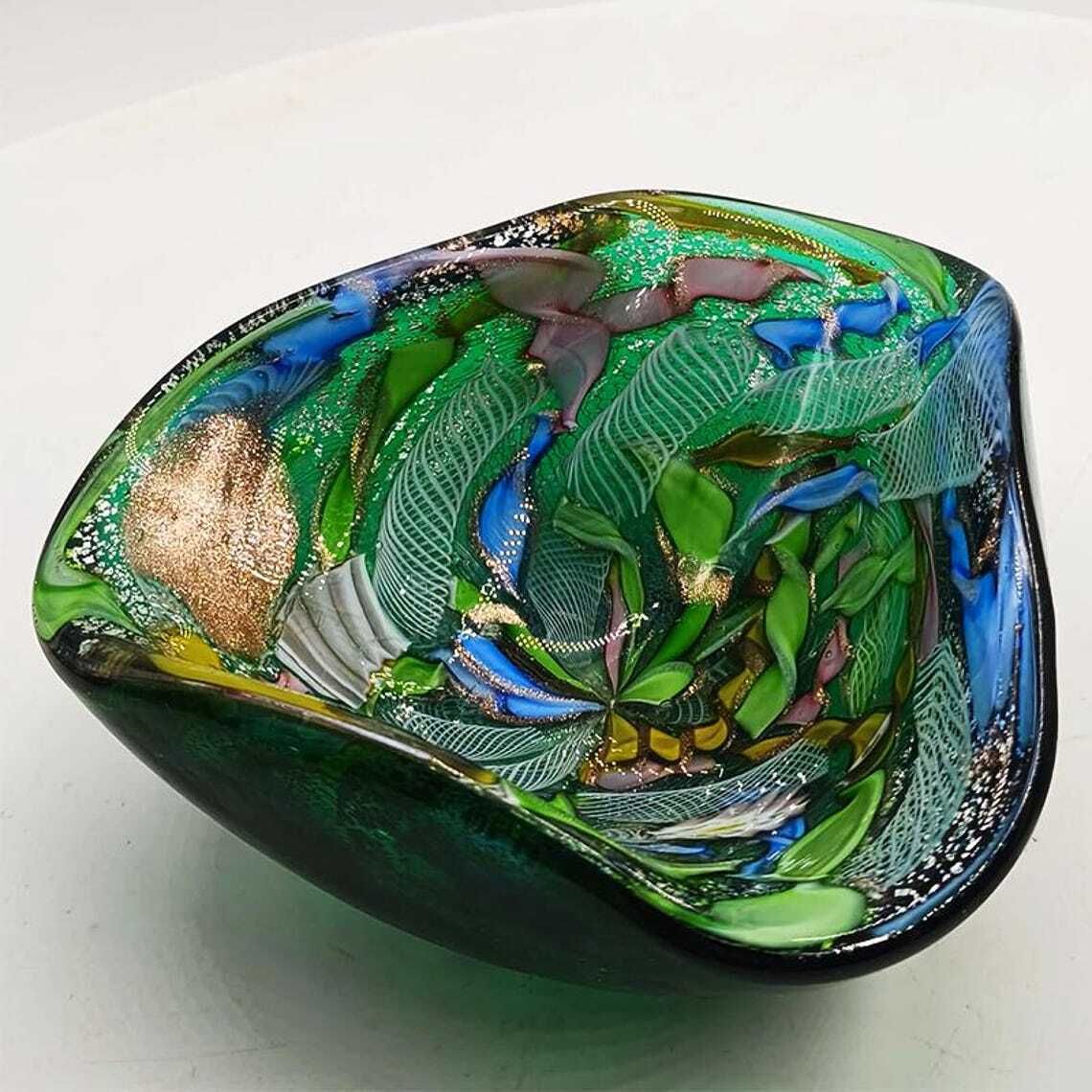 1950s Stunning Ashtray In Murano Glass By Dino Martens   Tutti Frutti. Made In Italy. 13cm. / 5.11 Inches photo furniture