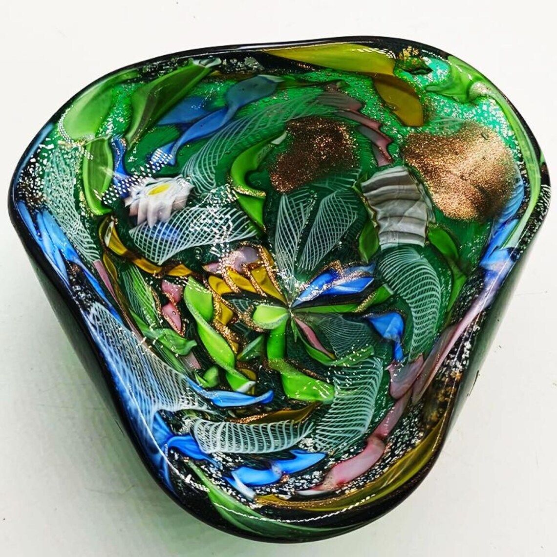1950s Stunning Ashtray In Murano Glass By Dino Martens   Tutti Frutti. Made In Italy. 13cm. / 5.11 Inches photo 232.0