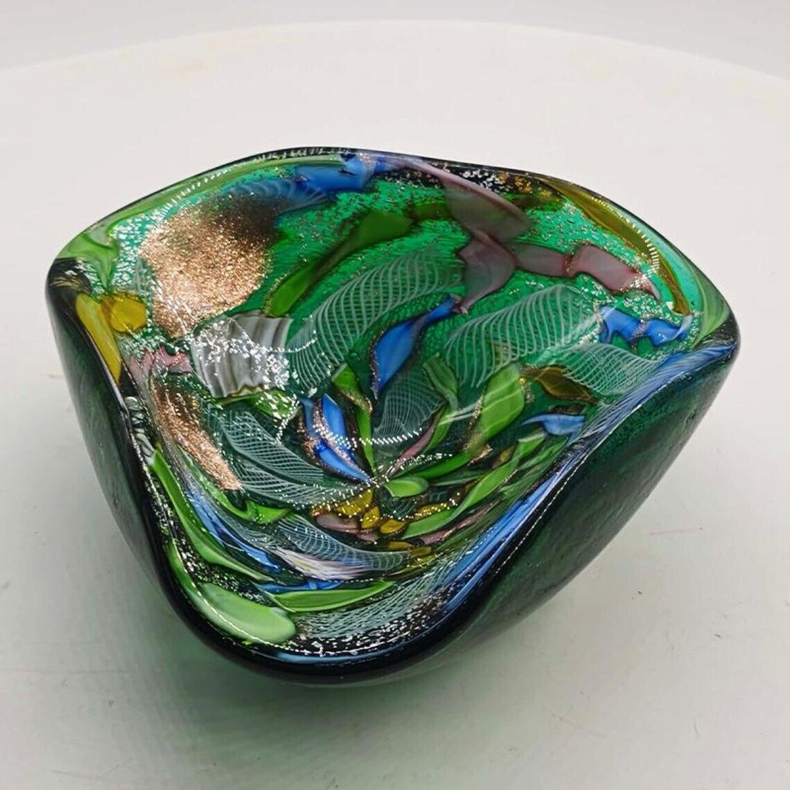 1950s Stunning Ashtray In Murano Glass By Dino Martens   Tutti Frutti. Made In Italy. 13cm. / 5.11 Inches photo vinterior