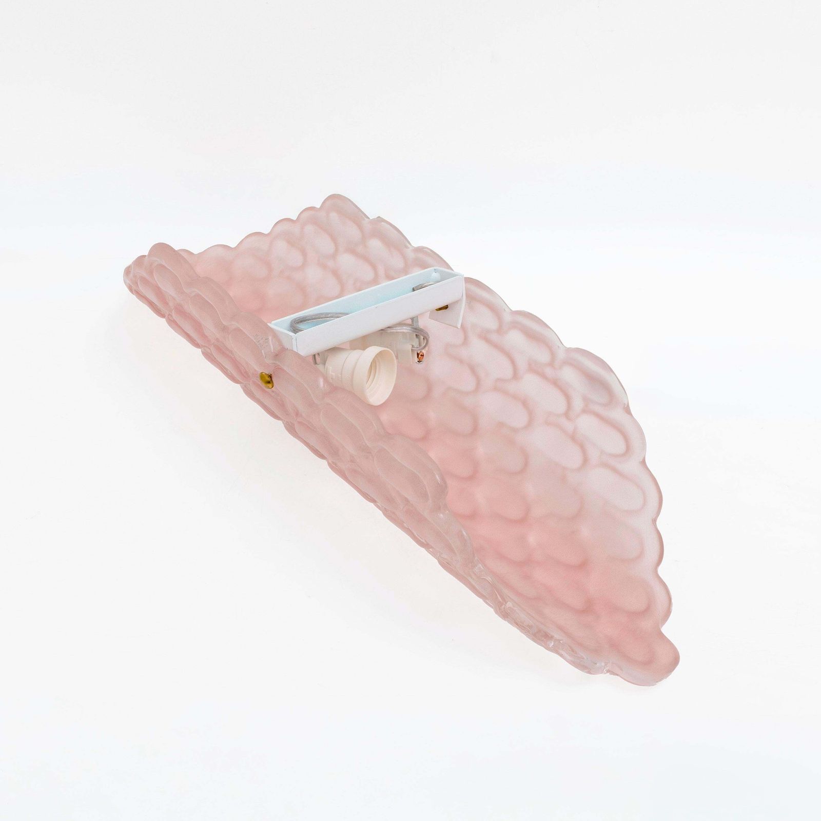 Pair Of Pink Murano Glass Wall Sconces With Textured Relief photo vintage