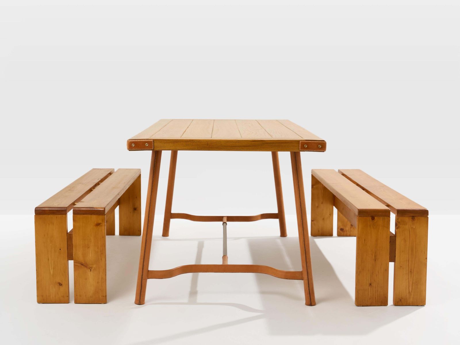 16209.0 Charlotte Perriand Pine Benches Les Arcs 1970s photo
