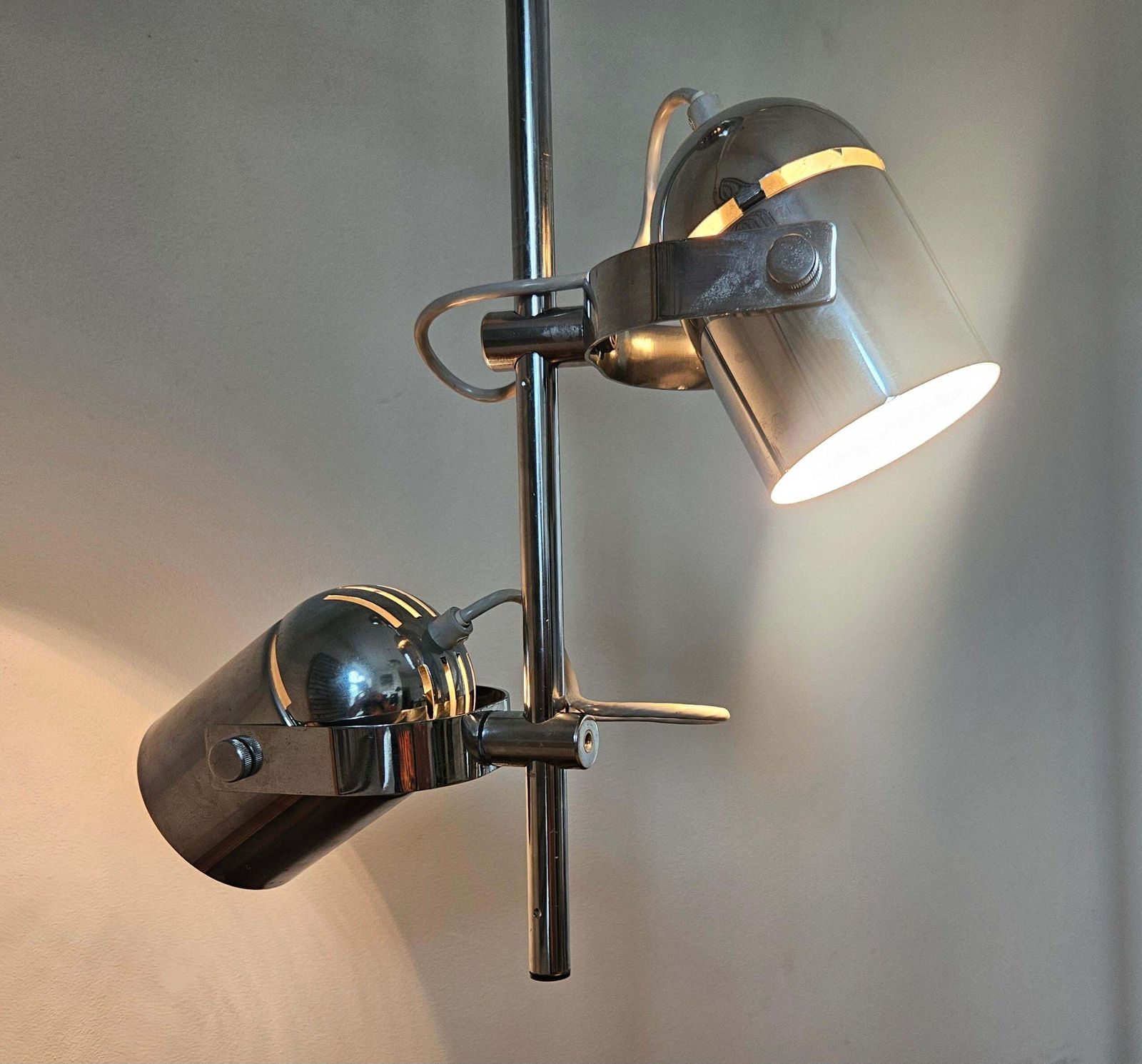 Mid-century zeldzame chromen plafondlamp Lidokov, jaren 1970 photo vintage