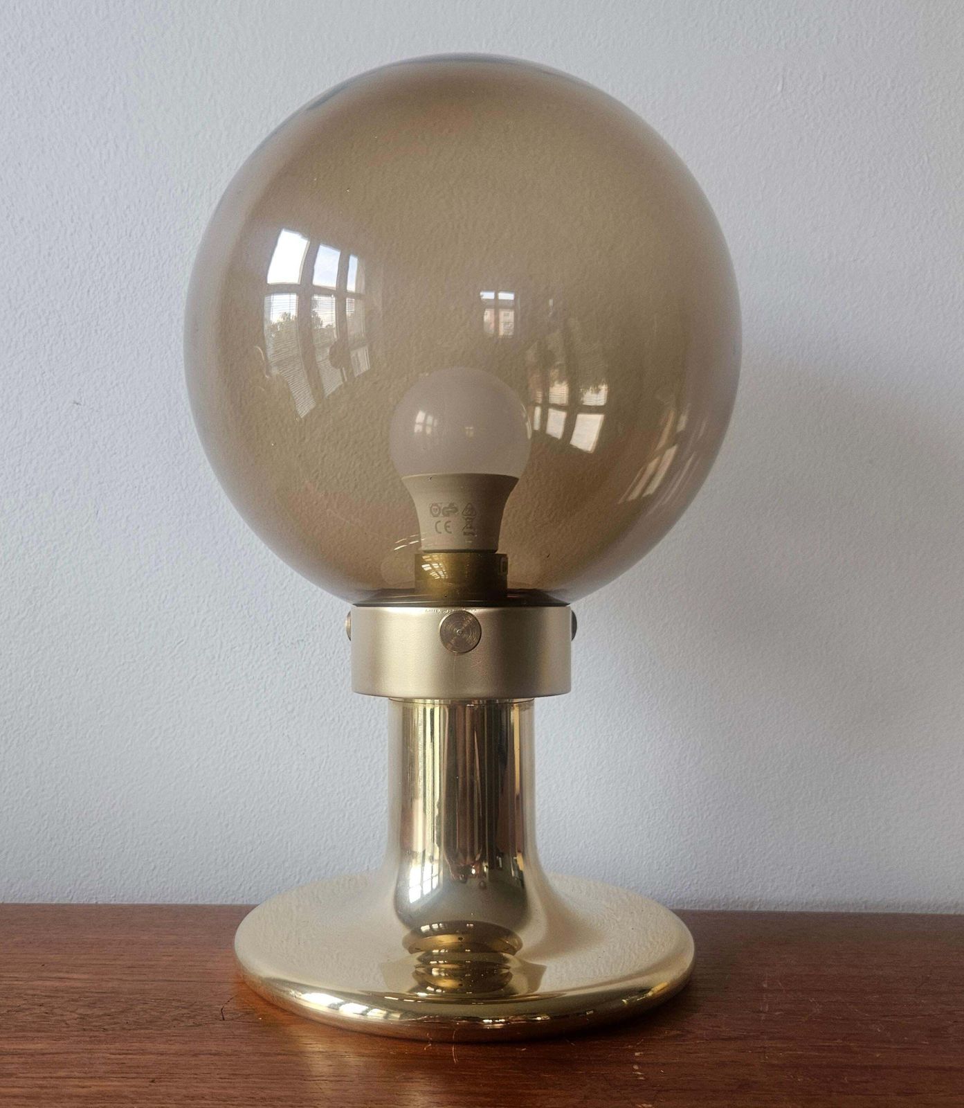 Very Rare Midcentury Large Table Brass Lamp, Switzerland, 1970s photo furniture