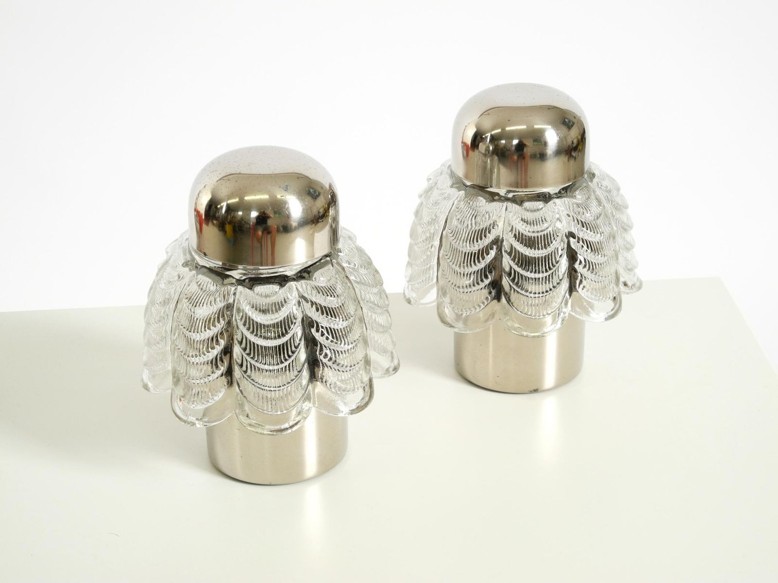 Two Large, Rare 1960s Metal And Glass Table Lamps By Veb Narva Leuchtenbau photo for sale