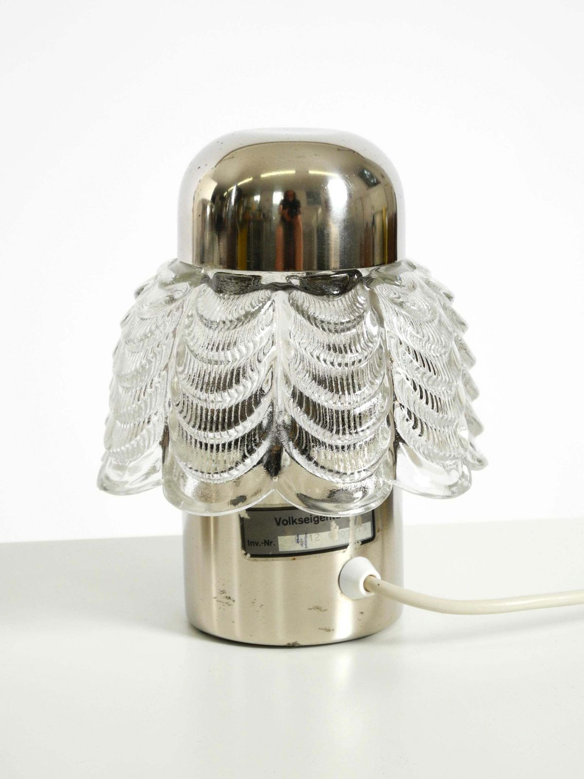 Lighting Two Large, Rare 1960s Metal And Glass Table Lamps By Veb Narva Leuchtenbau photo