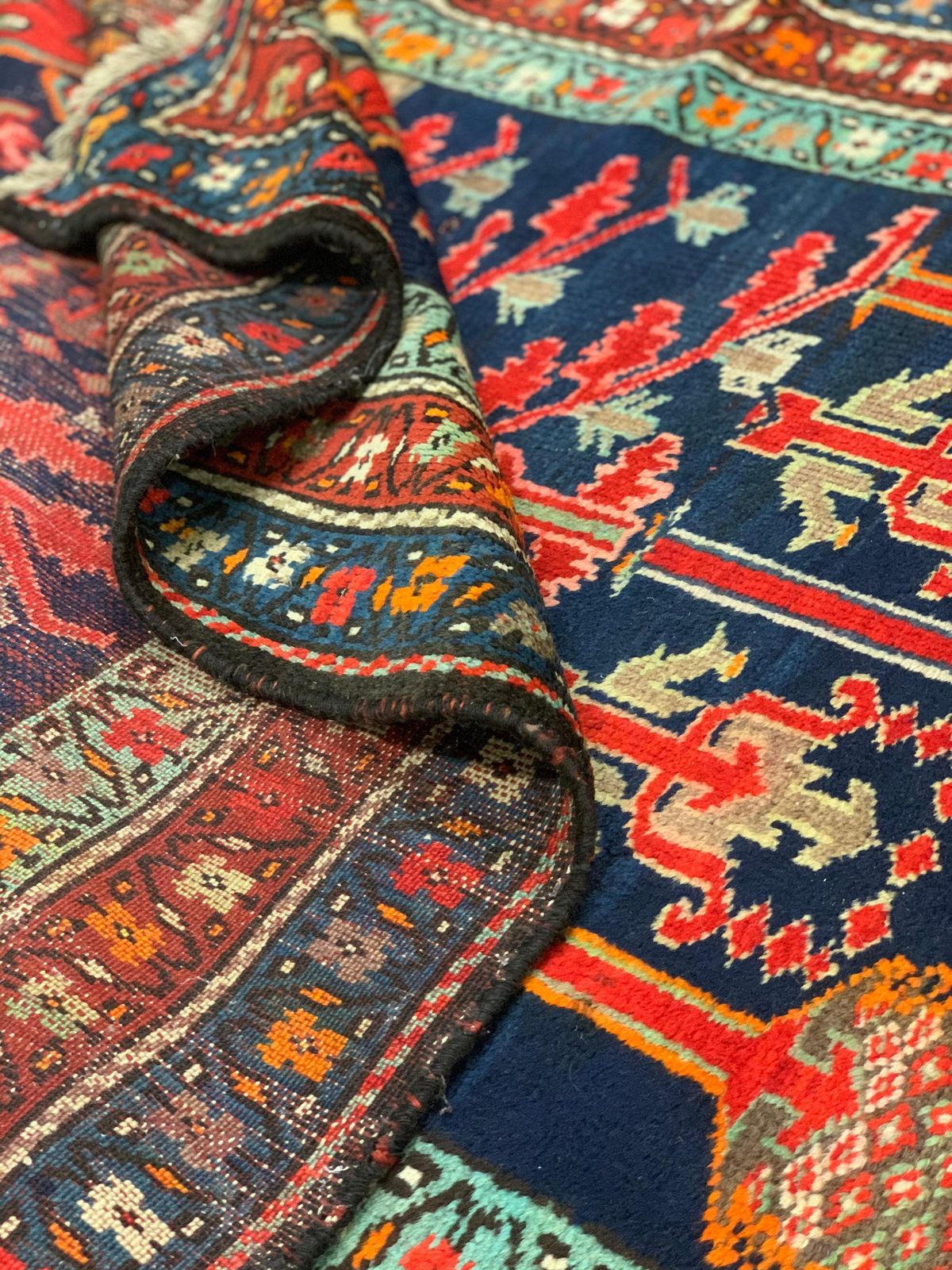 Textiles Tapis de couloir d'époque, fait main, laine tribale orientale traditionnelle photo