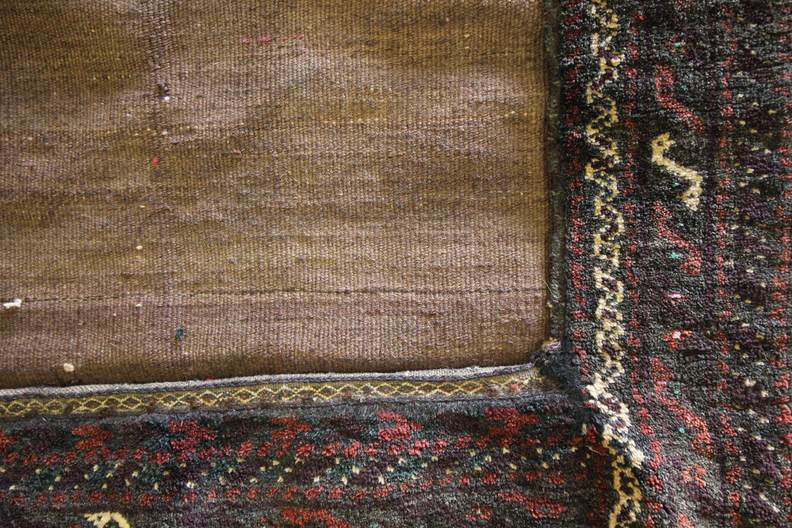 Antiek zadeltasje, traditioneel bruin wollen tribaal textiel, handgemaakt, geometrisch photo buy
