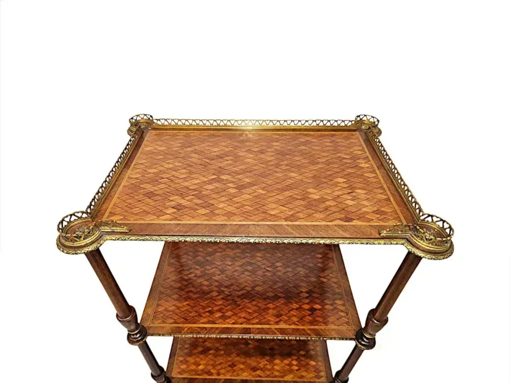 A Very Rare 19th Century Three Tier Whatnot Inlaid Parquetry Detail And Ormolu Mounts photo 3373.0