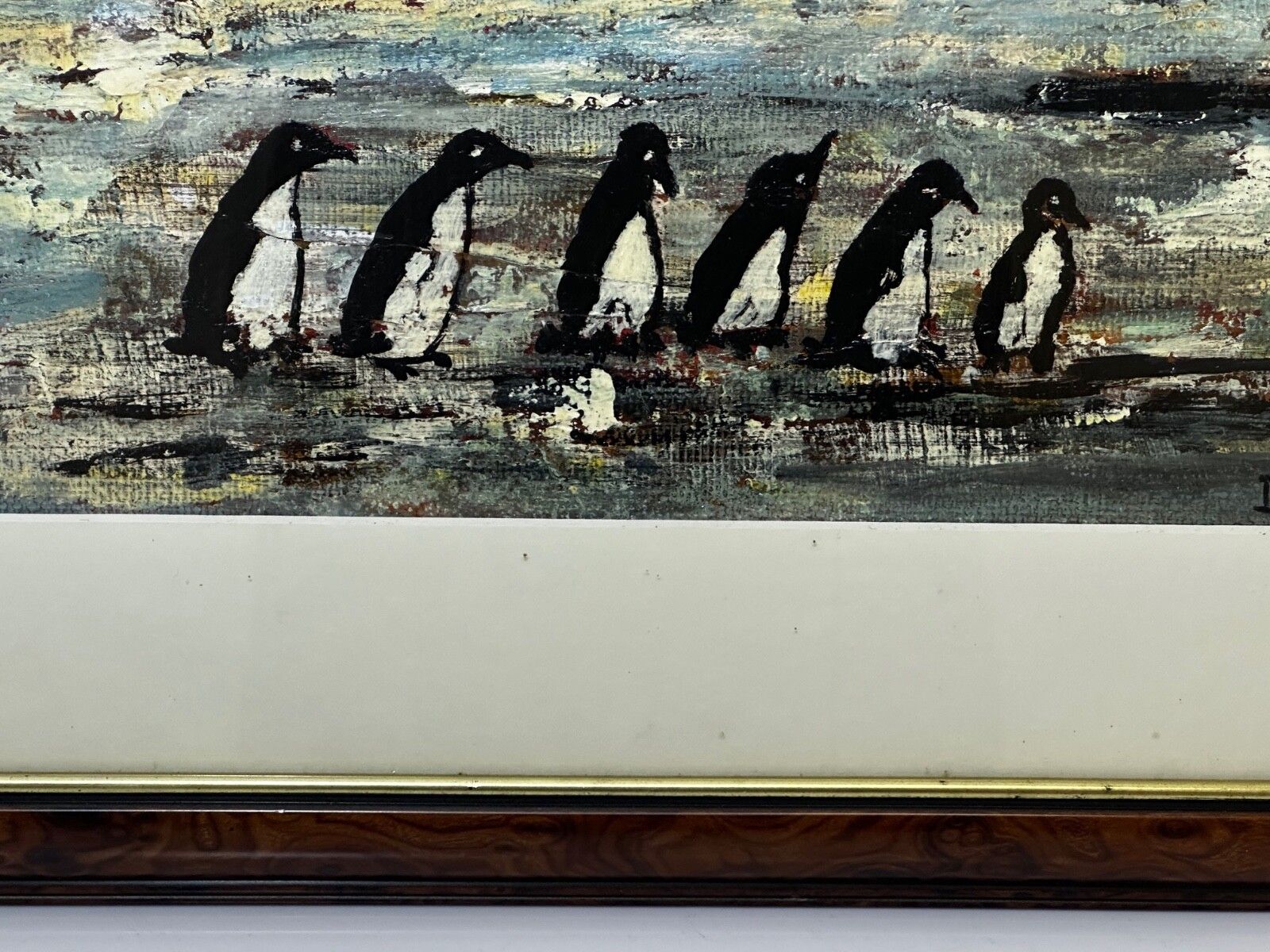 Olieverfschilderij Winter Waddle Group Black & White Polar Penguins Antarctica photo Kunst