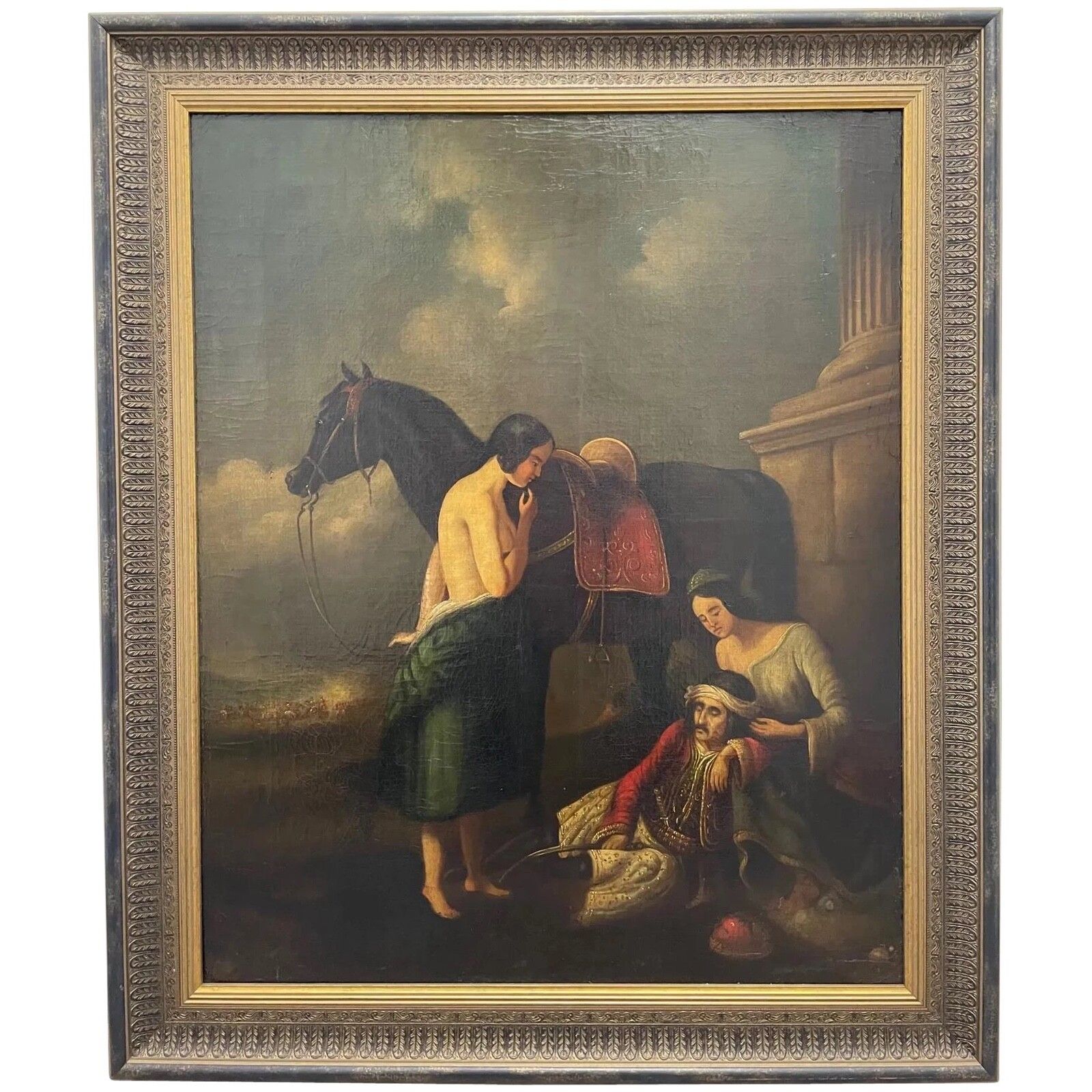 19e-eeuws olieverfchilderij "The Wounded Greek" toegeschreven aan Abraham Cooper RA