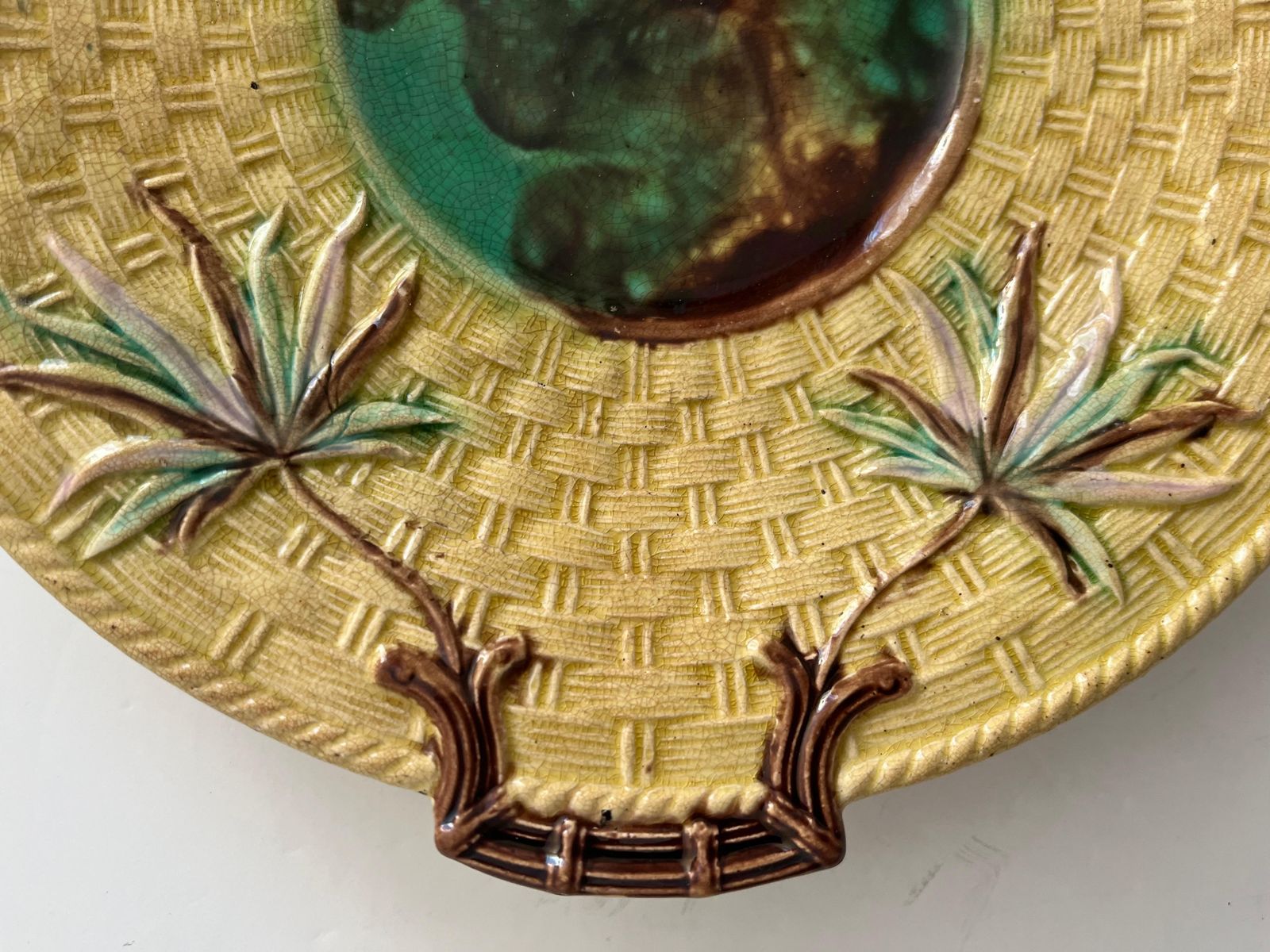 Majolica Sandwich Plate Or Platter Probably Minton Or George Jones, Circa 1860 photo vintage