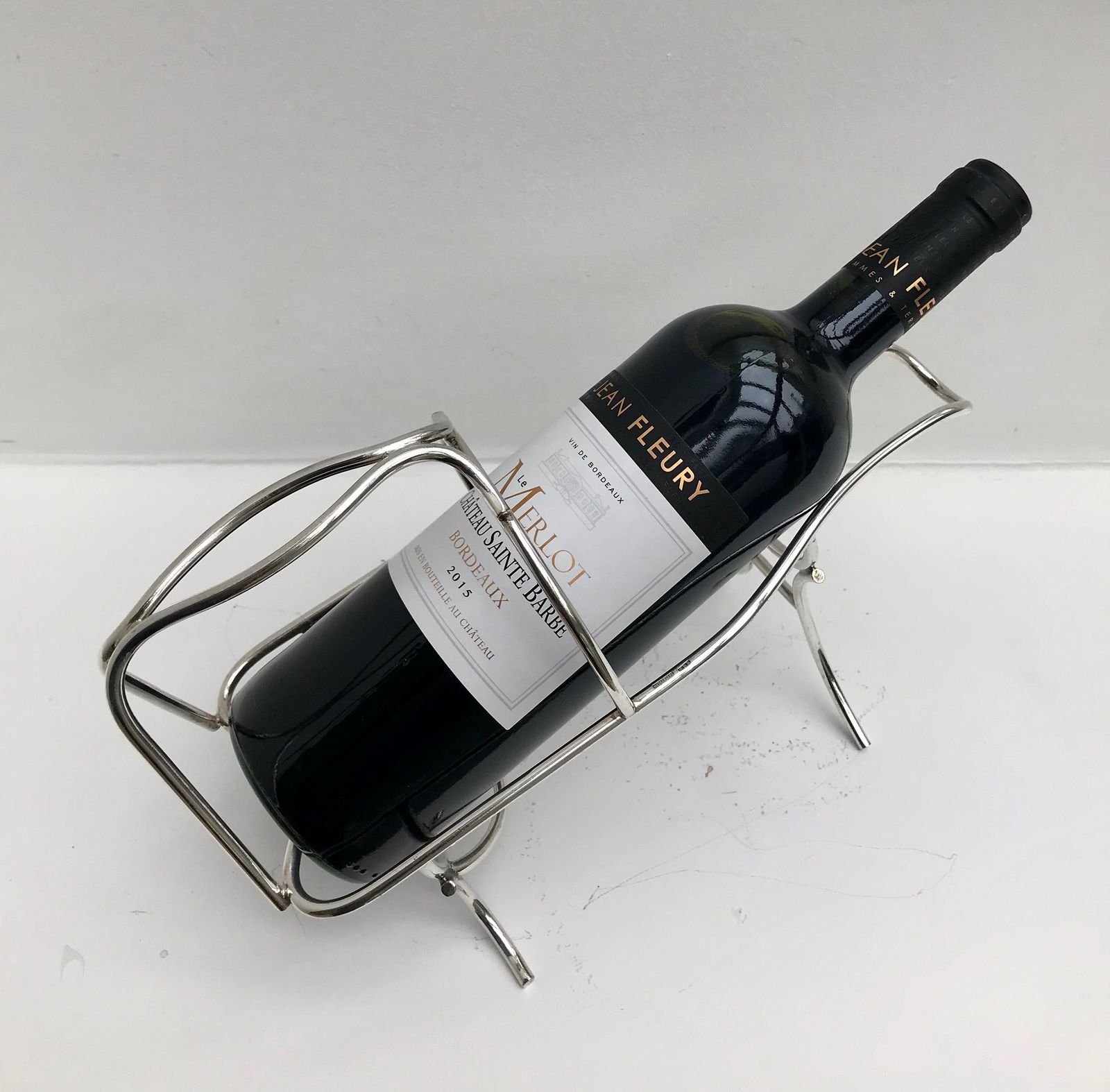 Mid Century Wine Cradle: Belgian Bar Cart, Wine Bottle Holder photo 180.0