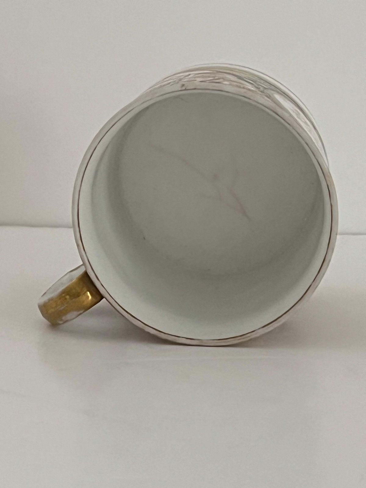Vroeg Minton Porseleinen Koffiekopje, Gemonogrammeerd en Handgeschilderd Patroon 202, ca. 1810 photo vintage