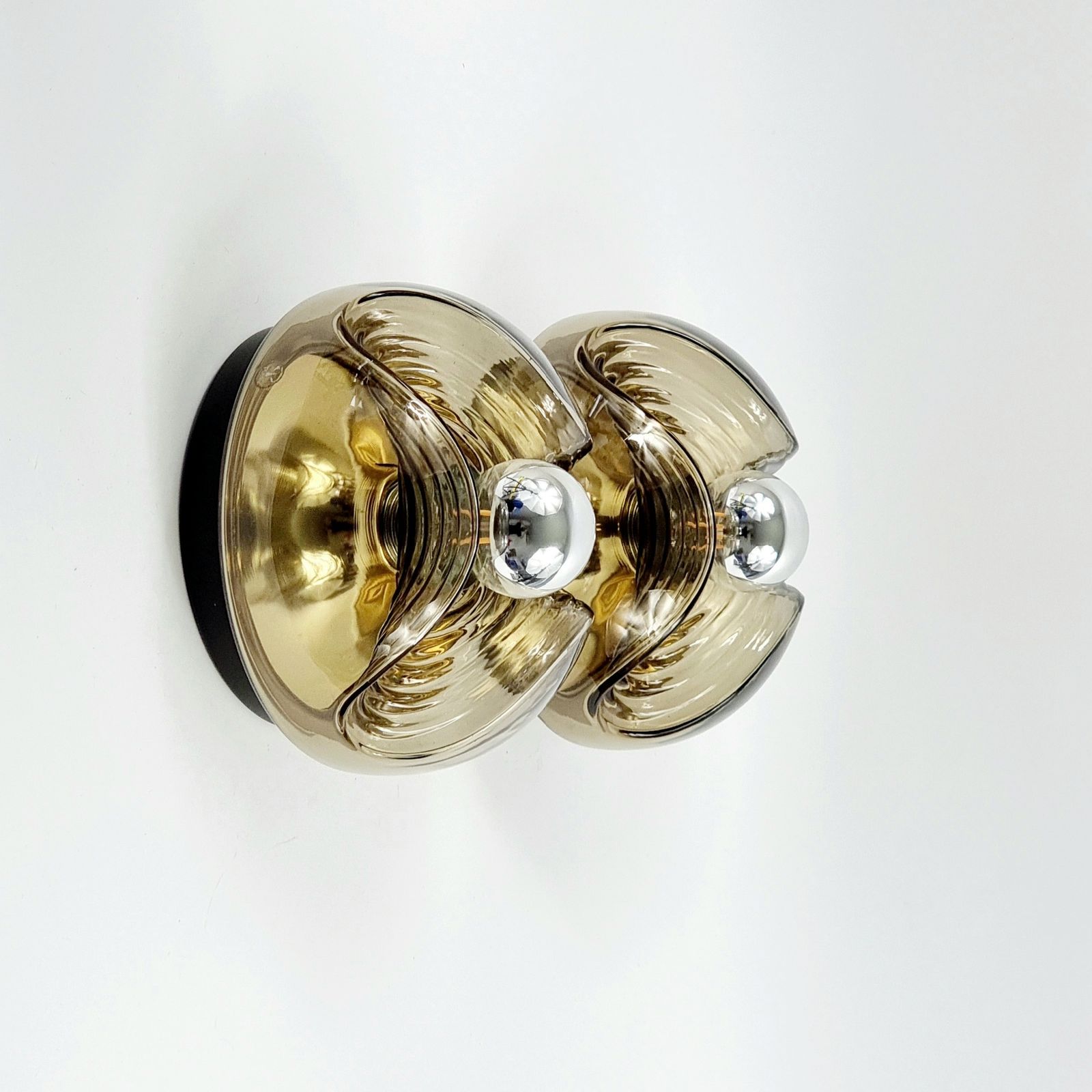 Pair Of 'Wave' Glass Wall Lamps By Koch & Lowy For Peill & Putzler, Germany, 1970s photo for sale