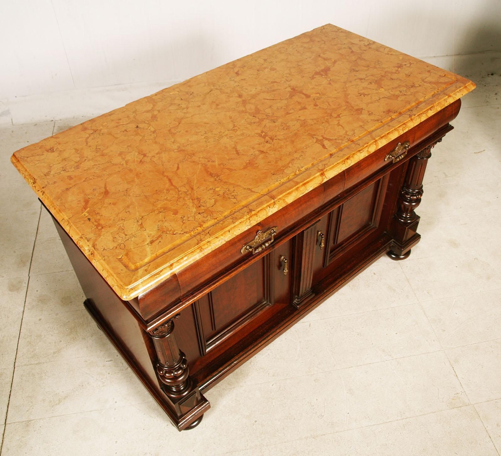 19th Century Italian Walnut Cabinet With Marble Top From A Historic Venetian Villa photo vintage