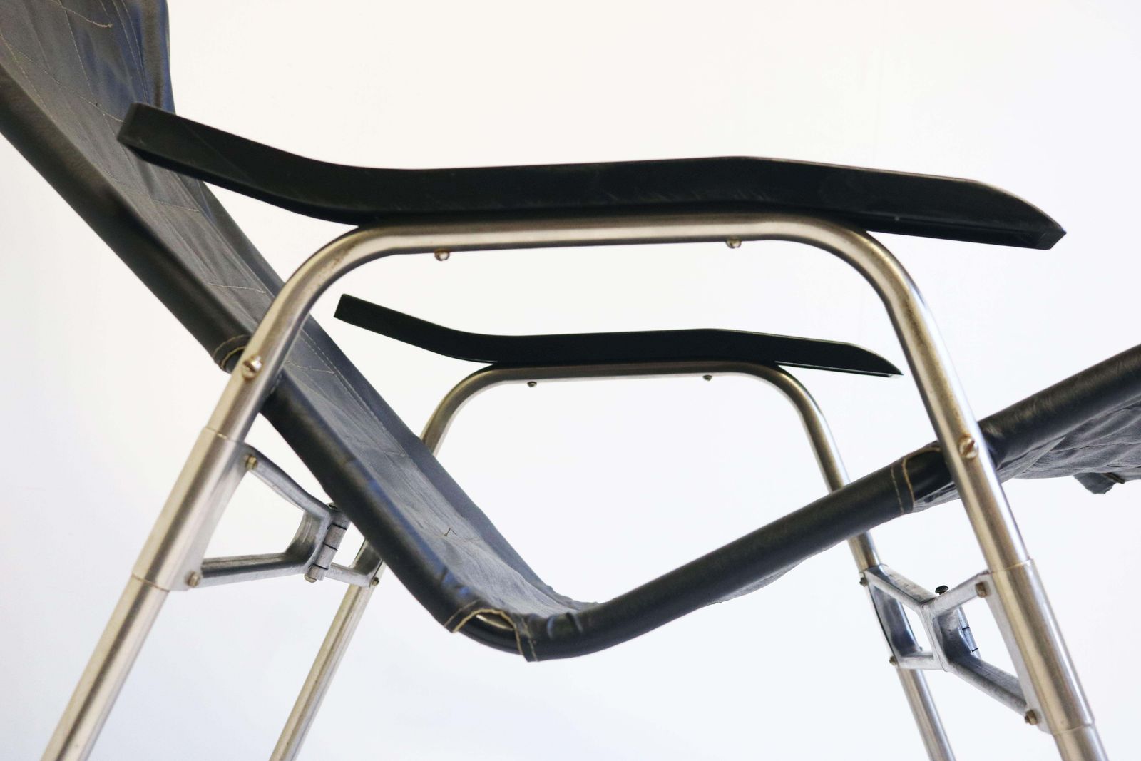 Rare Mid Century Modern Design Rocking Chair By Takeshi Nii 1960 Black Leather photo for sale
