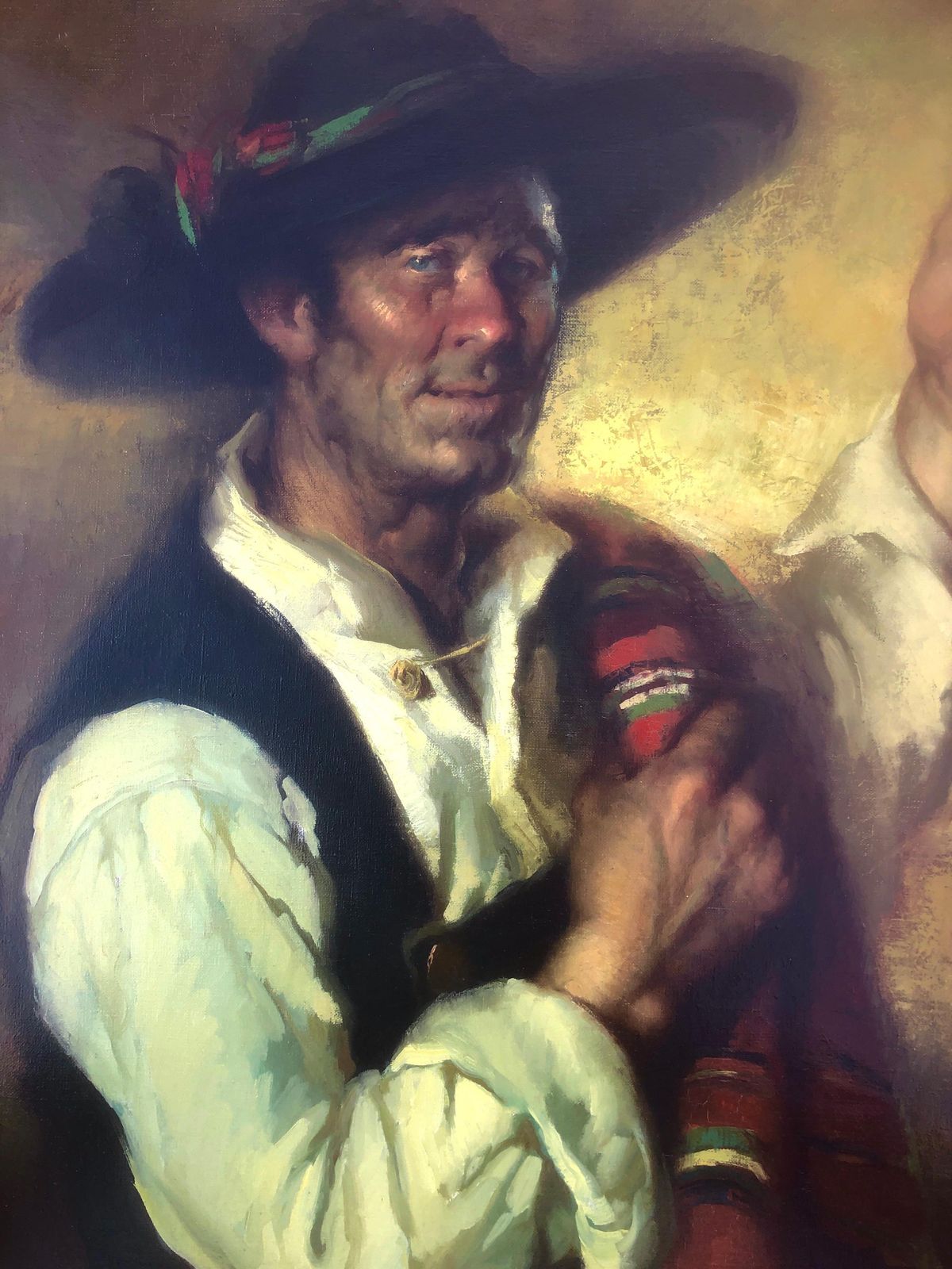 Jose Puyet Spanish Goya Style Gentleman Portrait Oil Painting Traditional Costume Staff C.1980 photo buy