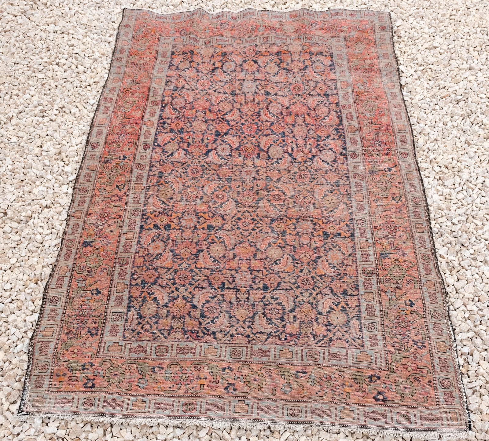 Antique Rug In Two Tone Colours Pinks And Blues photo for sale