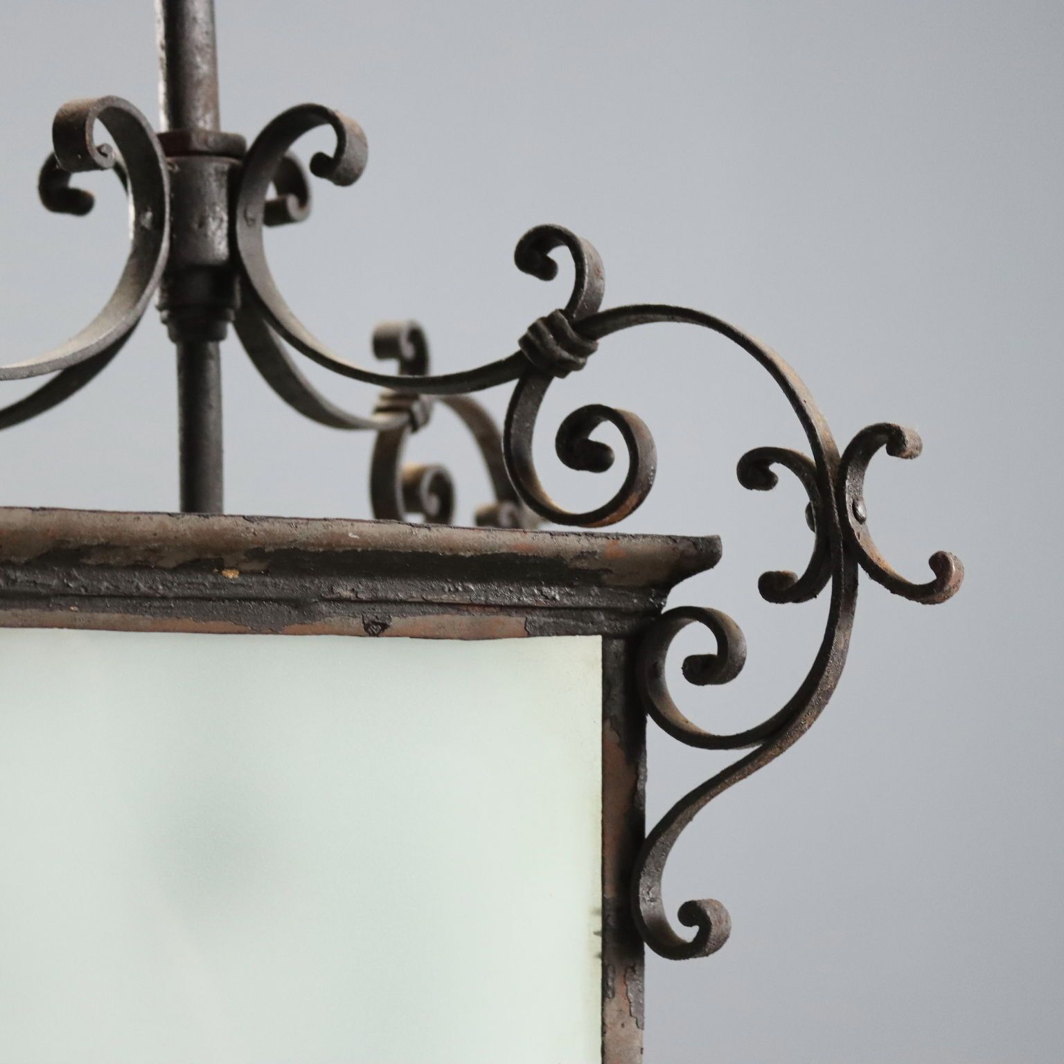 Antieke Kroonluchter Smeedijzer Glas Italië 19e Eeuw photo 800.0