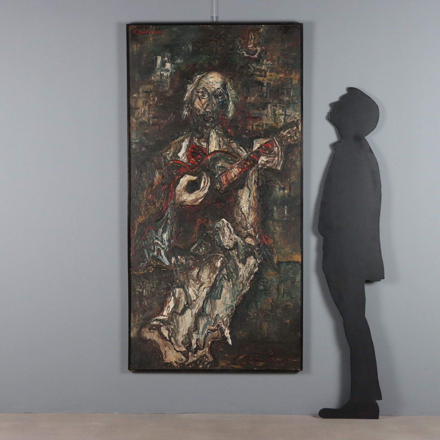 Peinture contemporaine signée Antonio Manzoni, technique mixte, '900 photo furniture