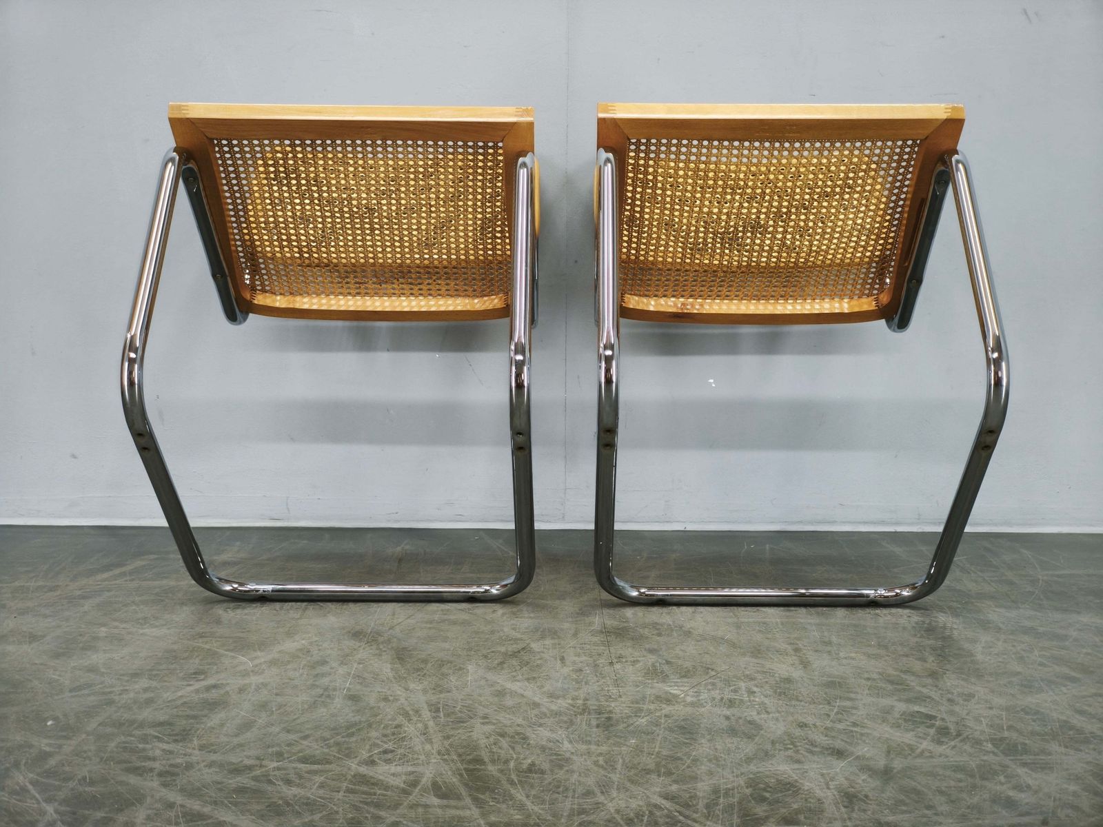 photo vinterior Paar Italiaanse Cesca Cantilever Stoelen naar Marcel Breuer, jaren 1970