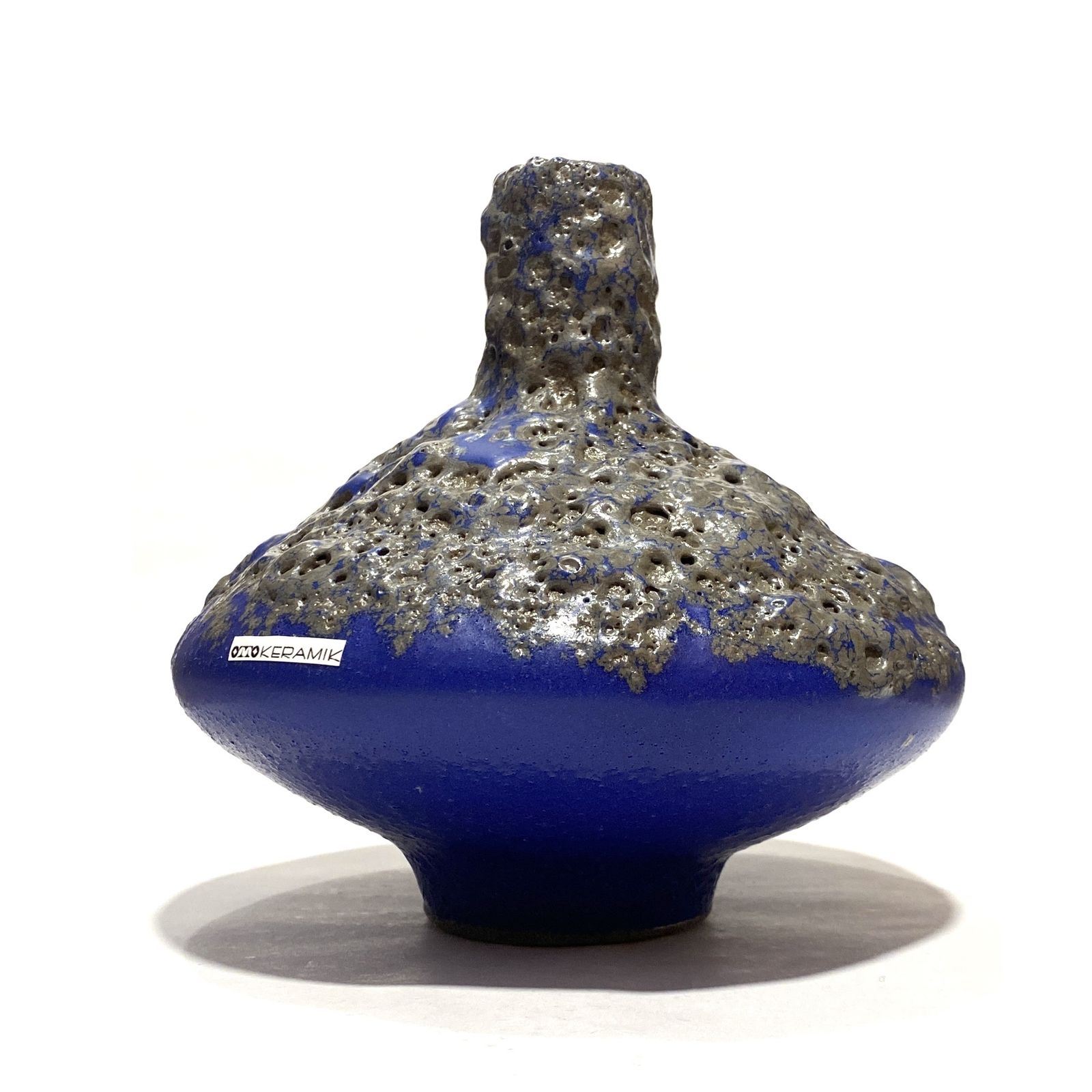 Otto Keramik 206 vaas in blauw fat lava (17,5 cm diameter), West-Duits art pottery glazuur photo buy