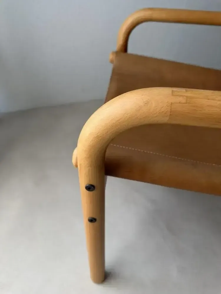 photo furniture Deense Safari Fauteuil, Beukenhout, Leer, jaren 1970