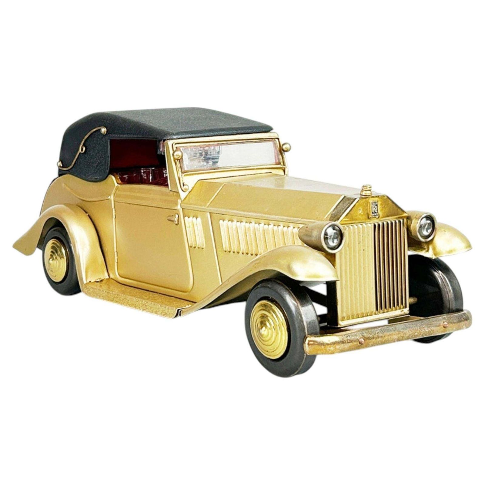 Service à décanter musical d'époque Rolls Royce avec carafe en cristal et 4 verres à liqueur