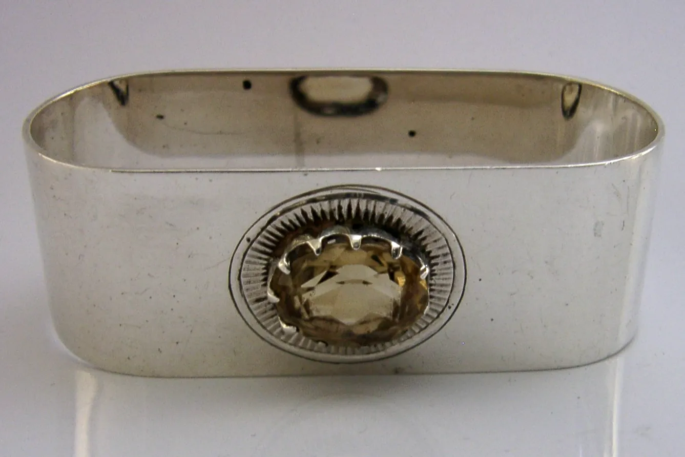 Sterling Silver Citrine Napkin Ring 1930 Antique 24g photo for sale